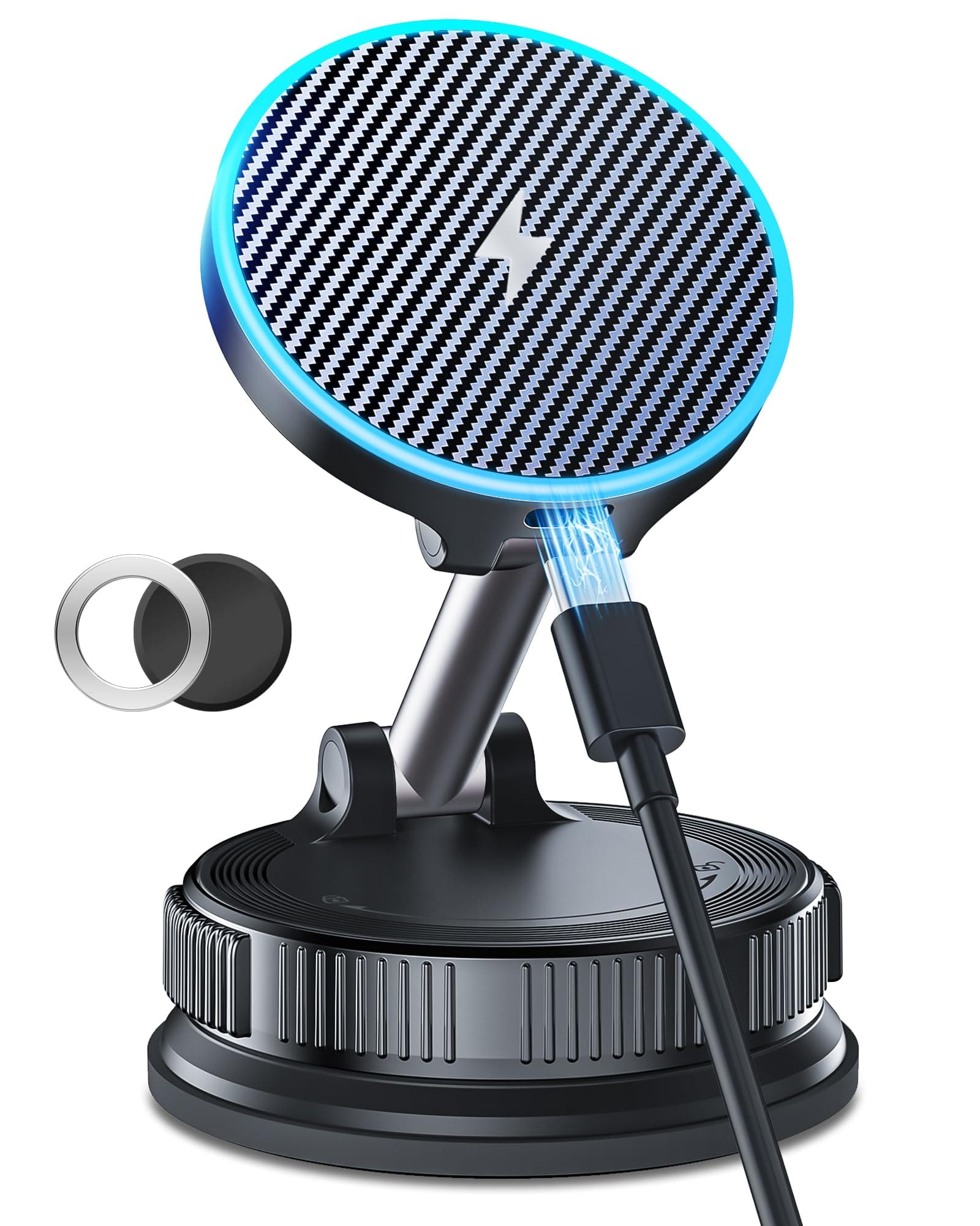 ILOUYU 15W Ultra-Fast Wireless Car Mount with Magnetic Suction|120lbs Vacuum Grip + 2800gf Super Magnetic Force|360° Adjustable|Designed for iPhone 17/16/15/14/13/12 Series|FCC Safety Certified