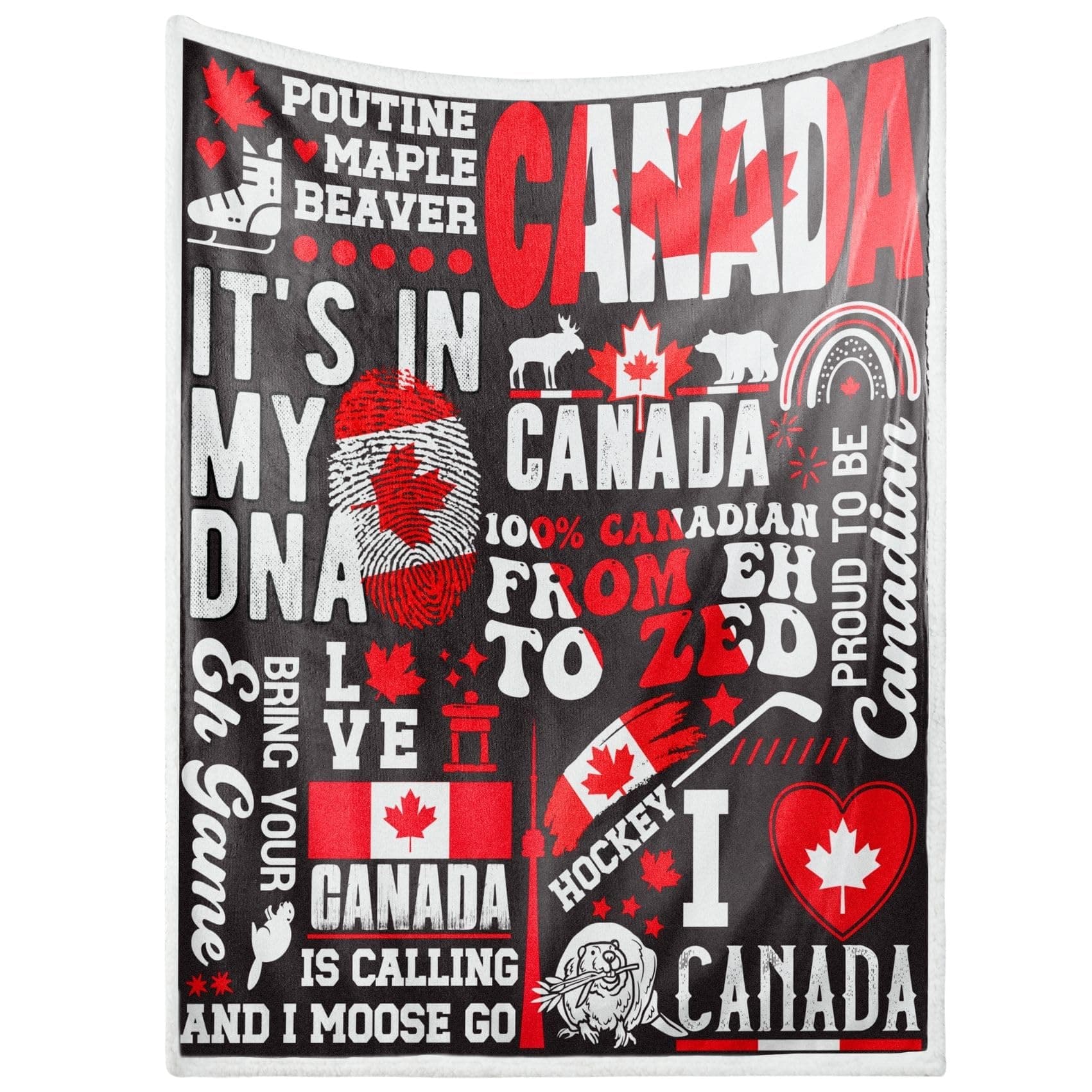 Canadian Plush Flannel Blanket for Canadians, Patriotic, Brigh Your Eh Game - 50x60 Inches