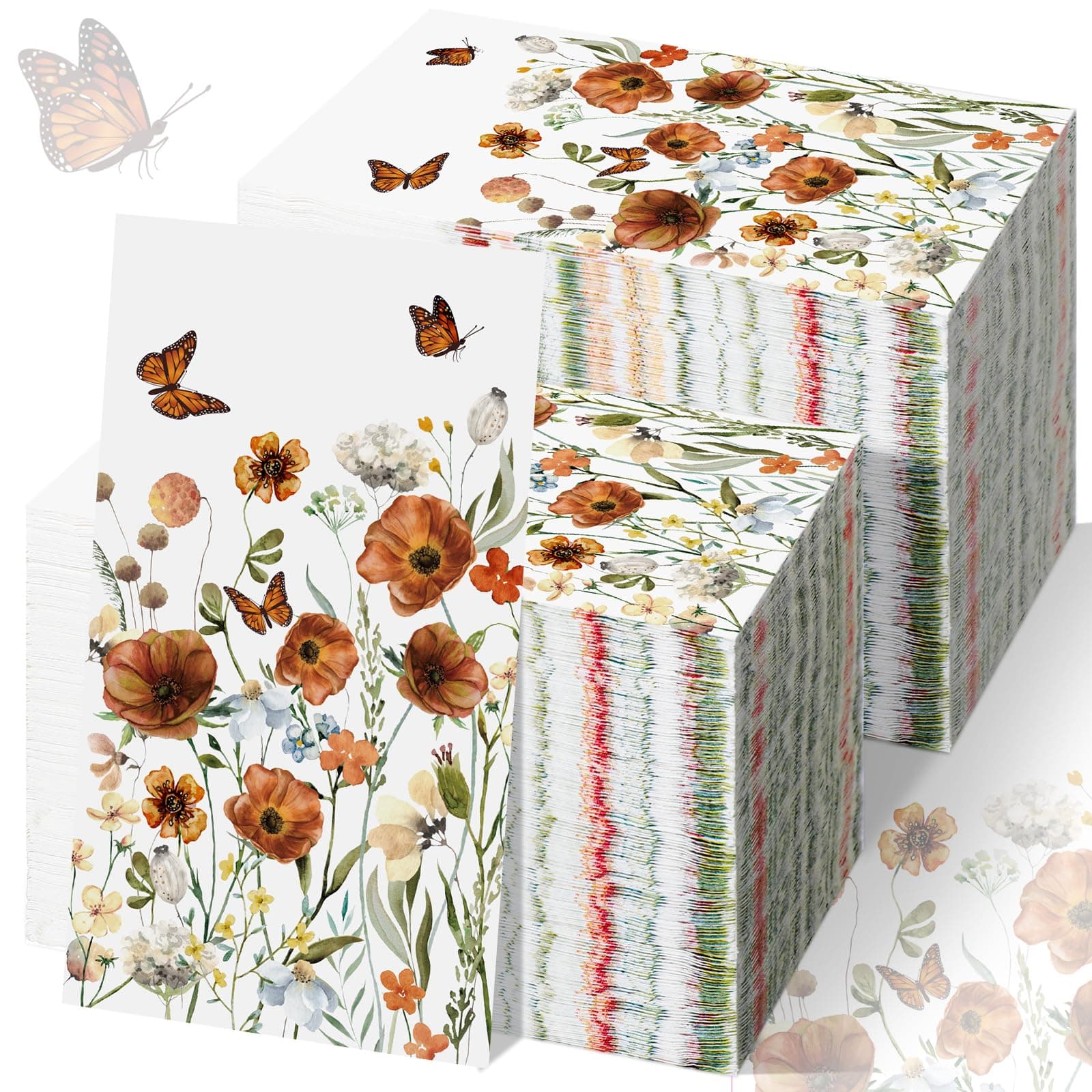 Seajan 200 Pcs Disposable Hand Towels for Bathroom Fall Paper Guest Napkins Floral Guest Towels Paper Napkins Paper Towels (Flower Style)