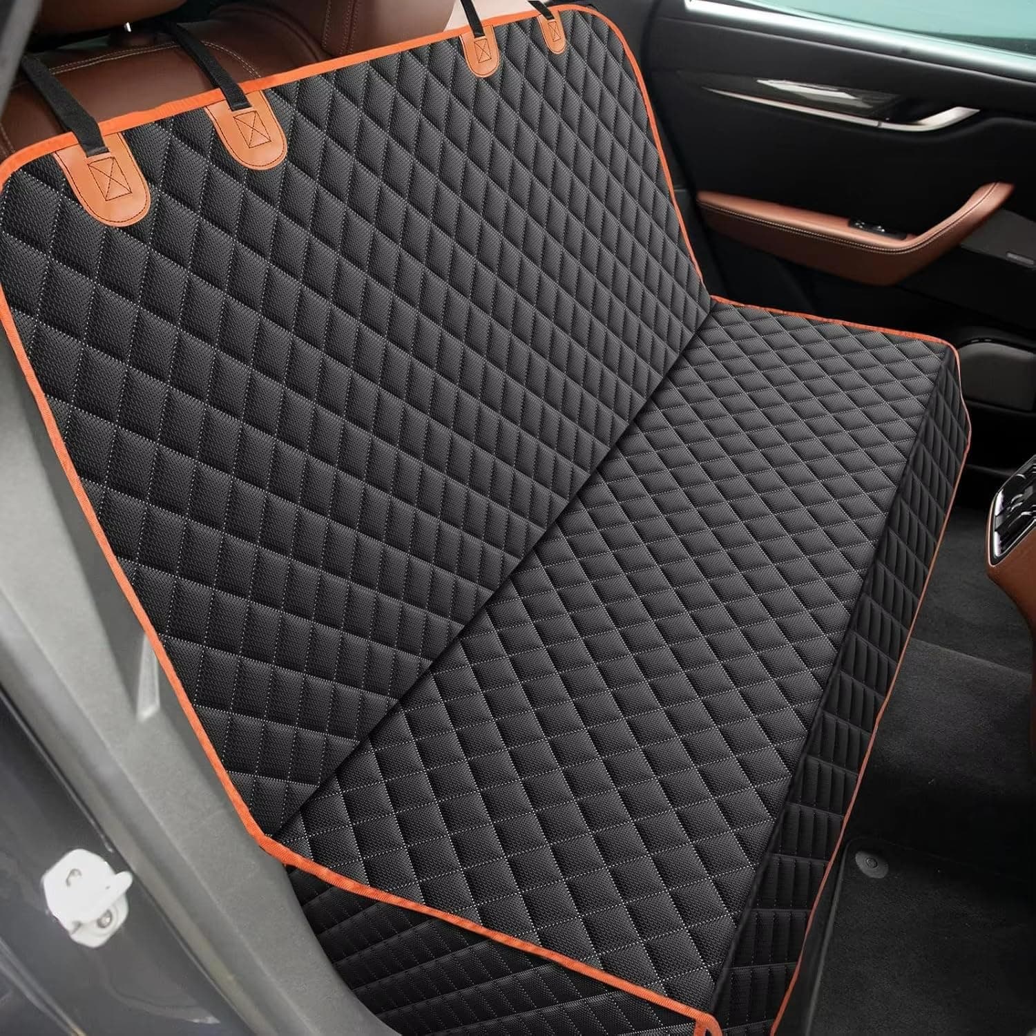 Dog Car Seat Cover for Jeep Wrangler JL 2018-2024 Unlimited 4-Door Sahara Willys Rubicon, Waterproof 4-Layer Back Seat Protector Non-Slip Pet Bench Cover with Safety Belt