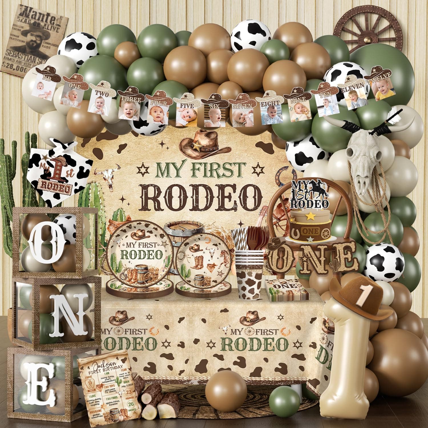 my first rodeo decorations boy green