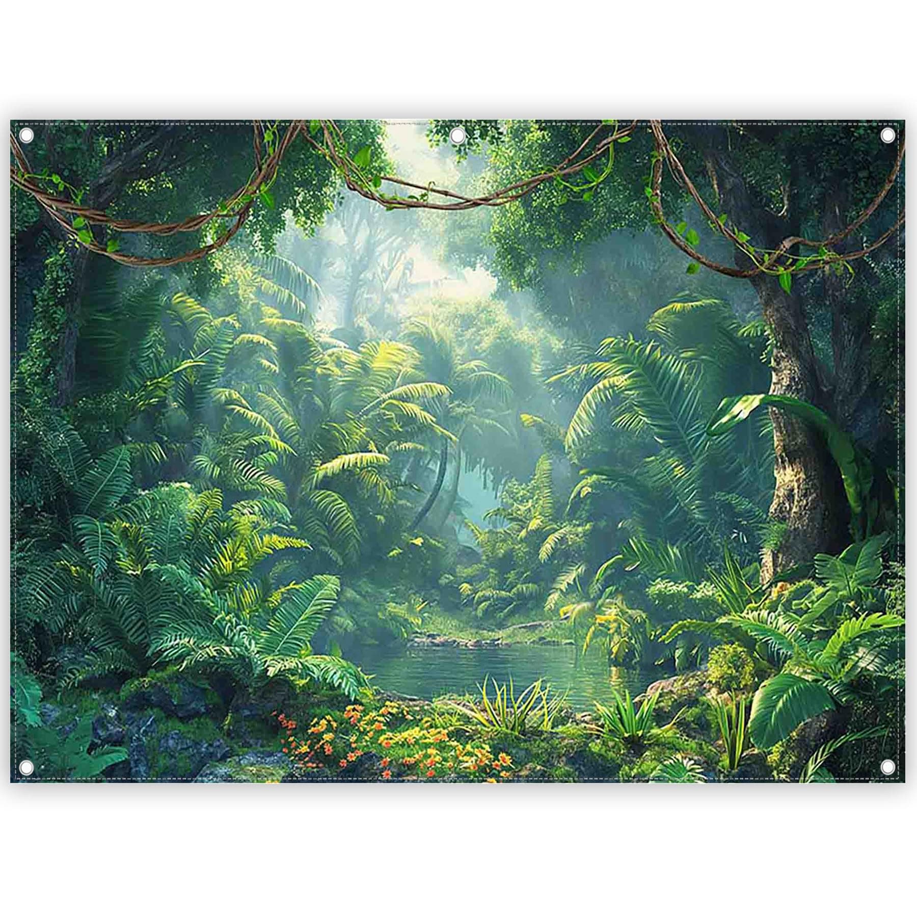 ZTHMOE Fabric 8x6ft Jungle Forest Photography Backdrop Rainforest Banner