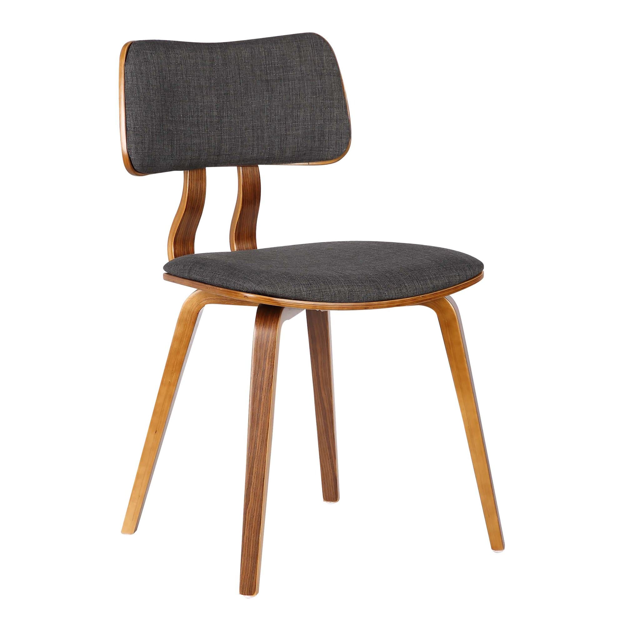 Armen Living LCJASIWACH Jaguar Dining Chair in Charcoal Fabric and Walnut Wood Finish, Charcoal/Walnut Finish, 20D x 18W x 29H in