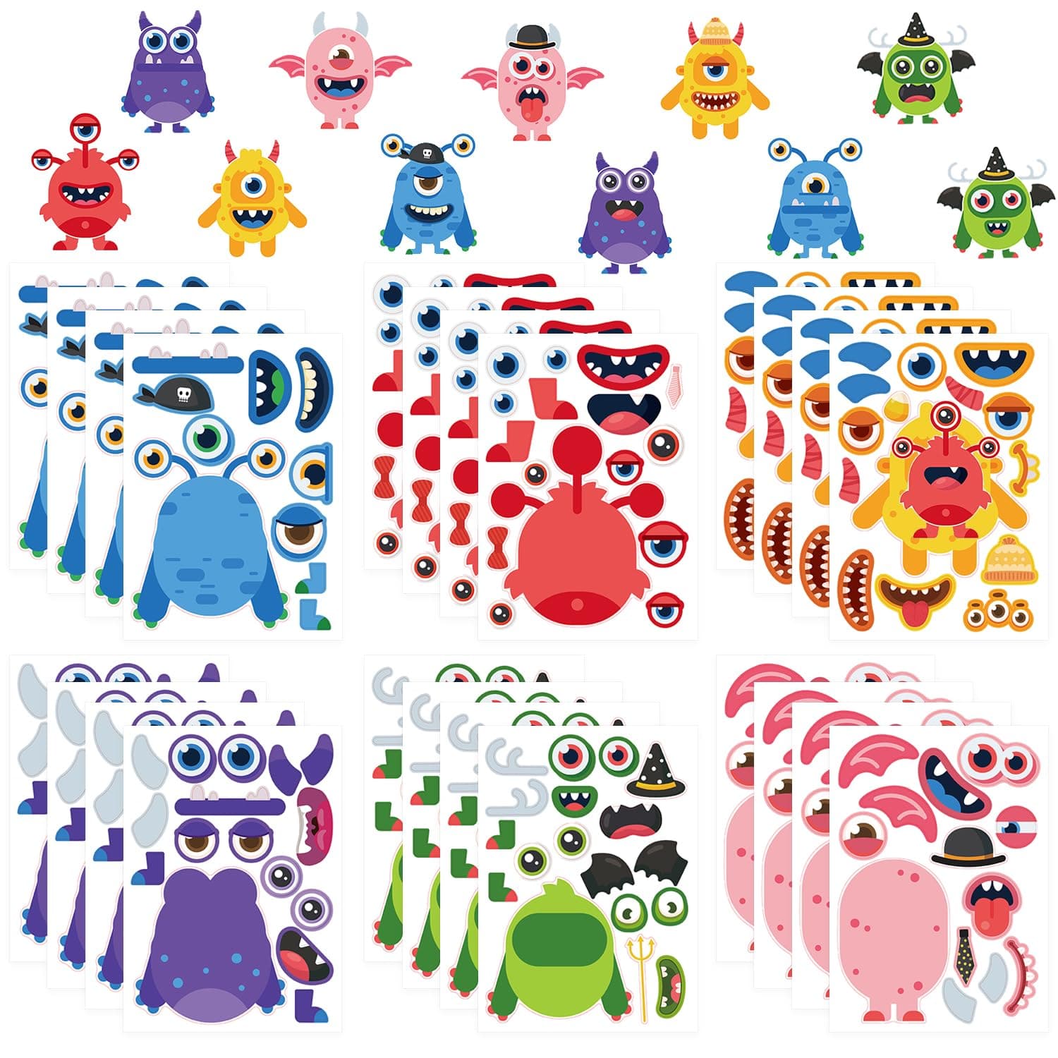 24 Sheets Make a Monster Face Stickers Make Your Own Face Stickers for Kids Toddlers Monsters Theme Crafts Party Favors Decorations DIY Craft Little Monster Sticker Birthday Games Party Supplies