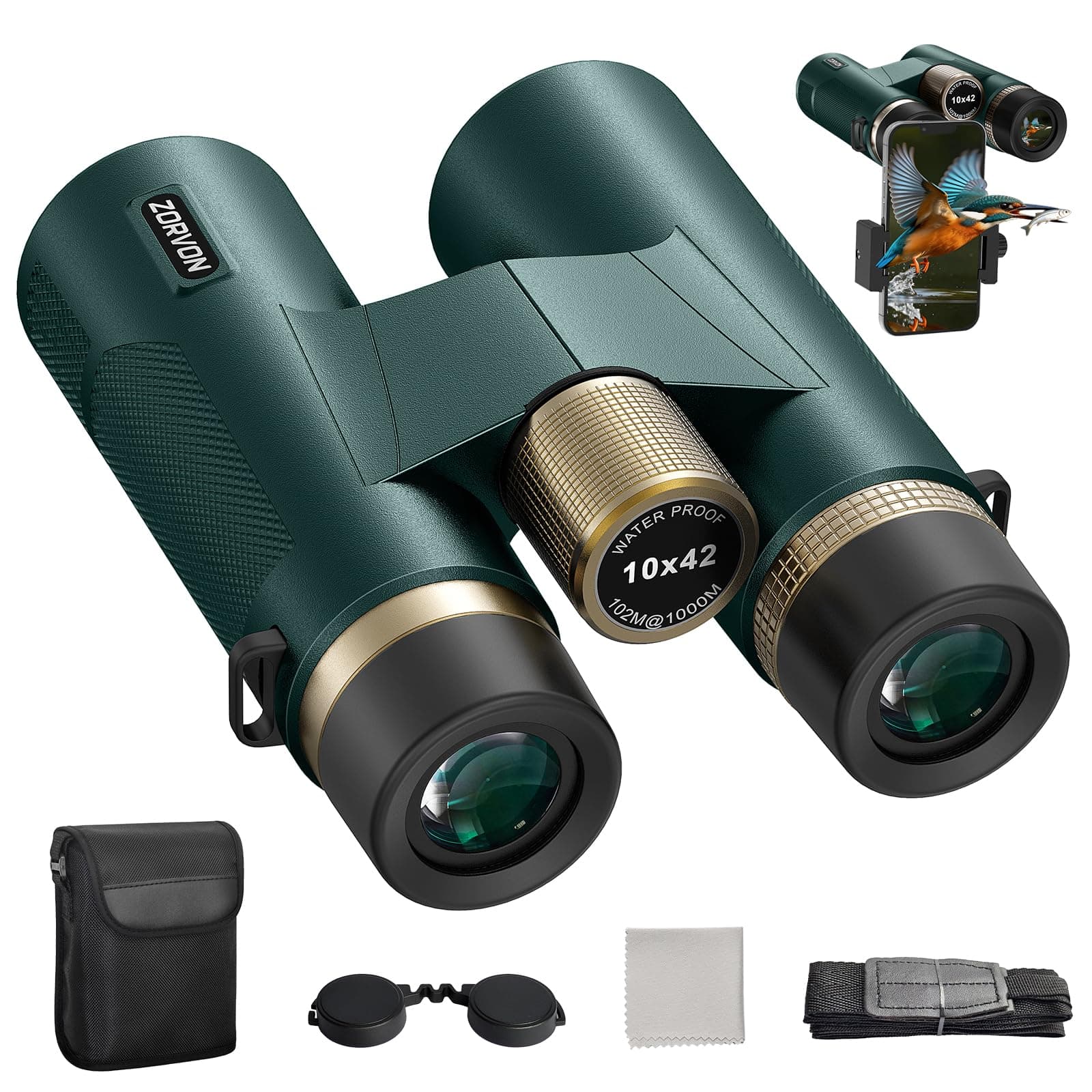 10x42 HD Binoculars for Adults, BAK4 Prism for Bird Watching & Cruise
