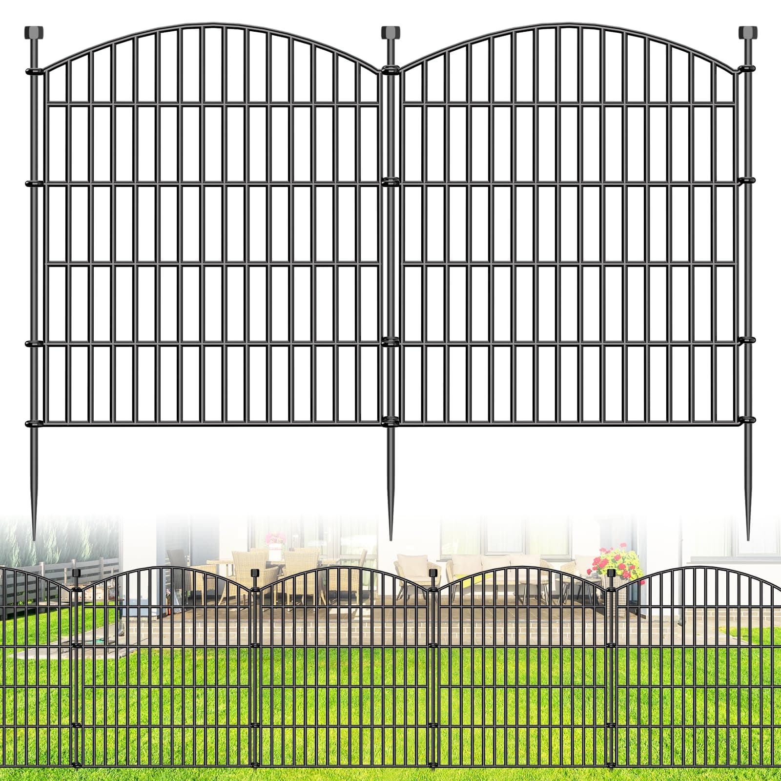 5 Panel No Dig Decorative Garden Fence 32"H x 11.8'L for Dogs Outdoor