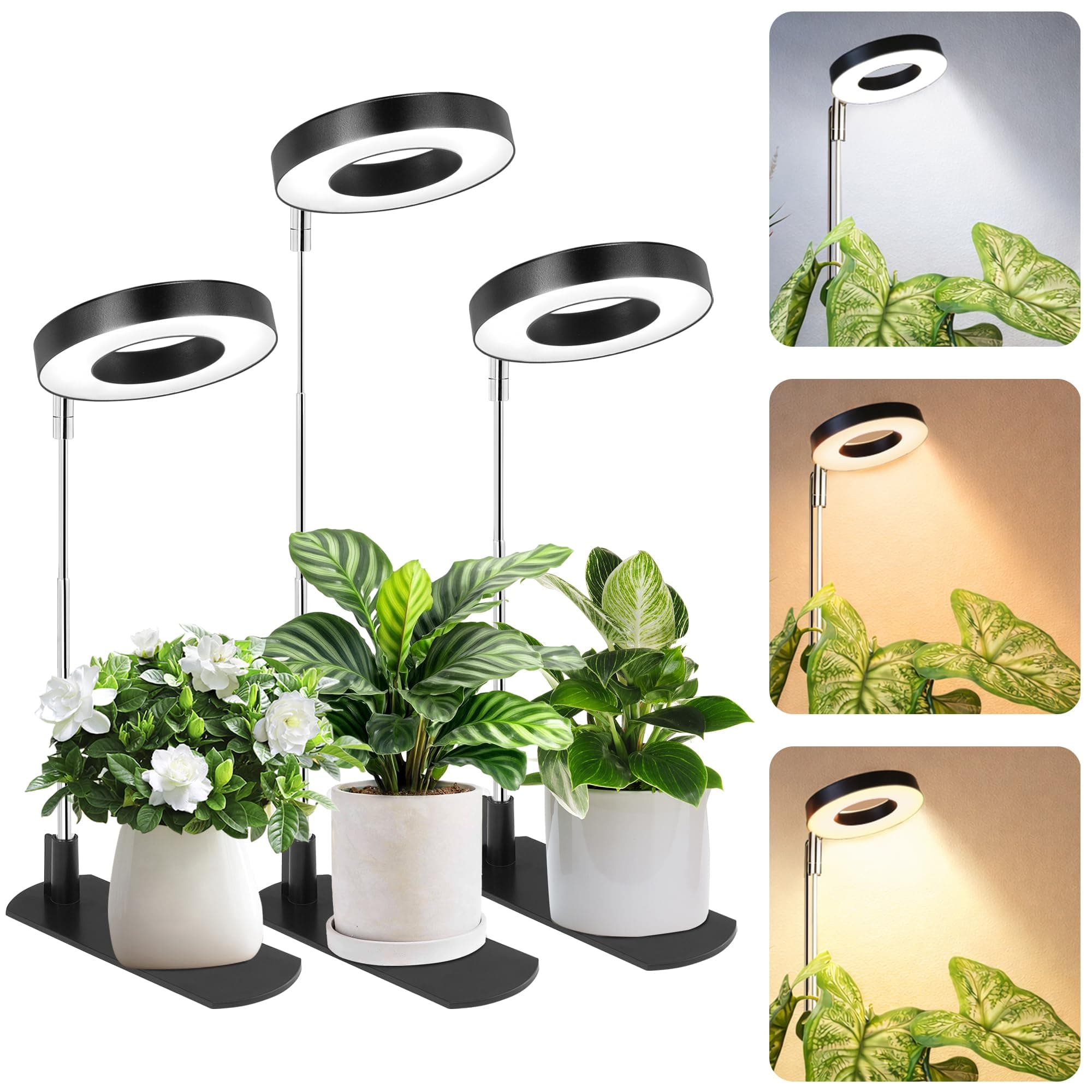 LBW Grow Lights for Indoor Plants, Full Spectrum Halo Grow Light with Base
