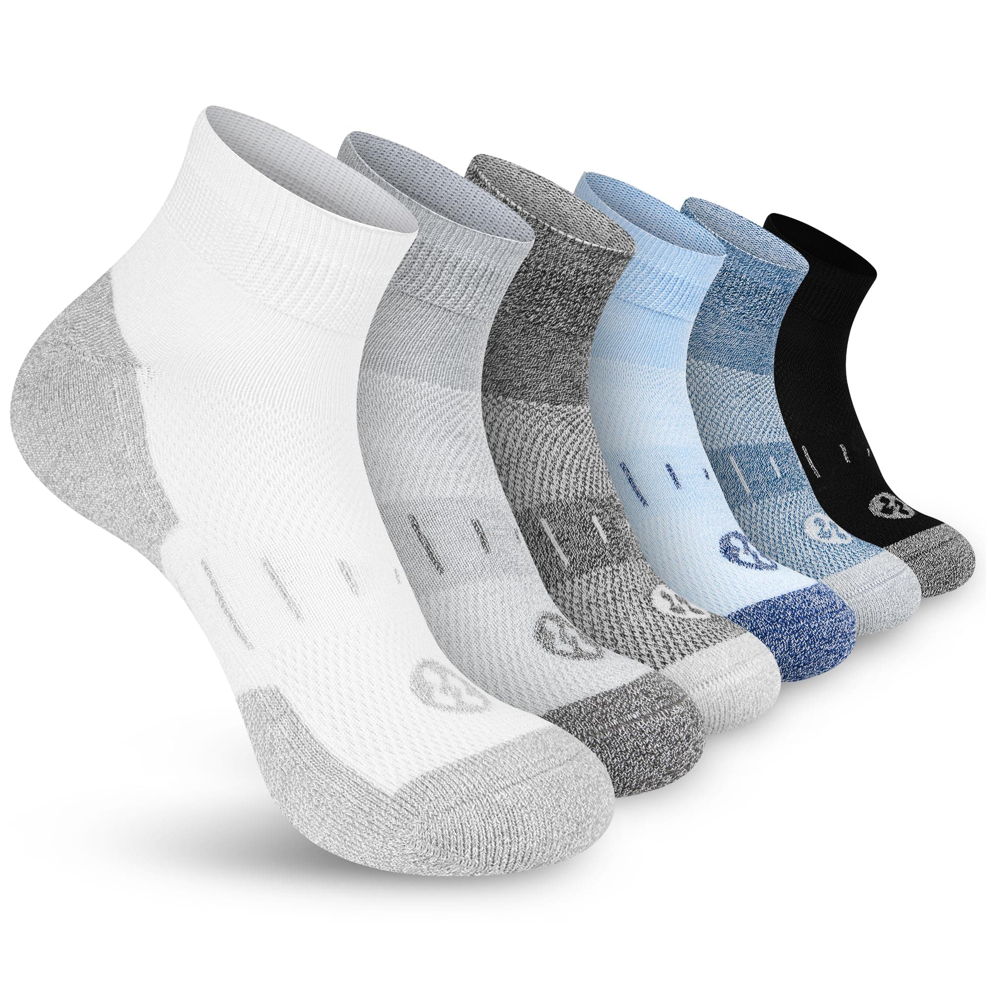 Nonlut Diabetic Socks for Men,6 Pairs Ankle Diabetic Neuropathy Stretchy Socks with Seamless Toe for Men 9-12 10-13(White+Grey+Black+Light Blue+Dark Grey+Dark Blue-Medium)