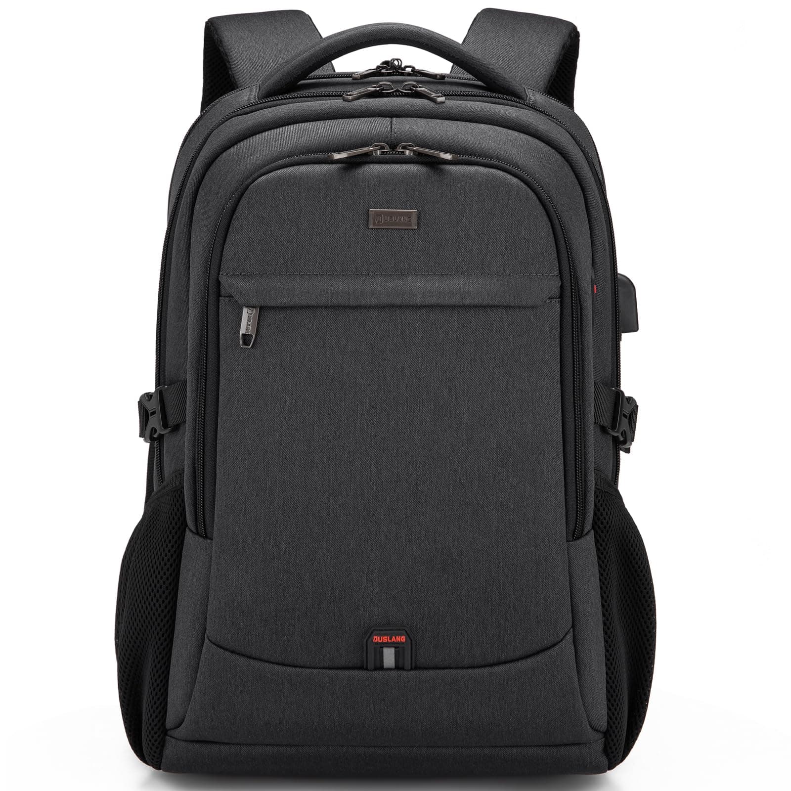 DUSLANG 17 Inch Laptop Backpack for Travel Water Resistant College Backpack for Men/Women Laptop Bag with USB Charging Port, Black, 17 inch, Backpack