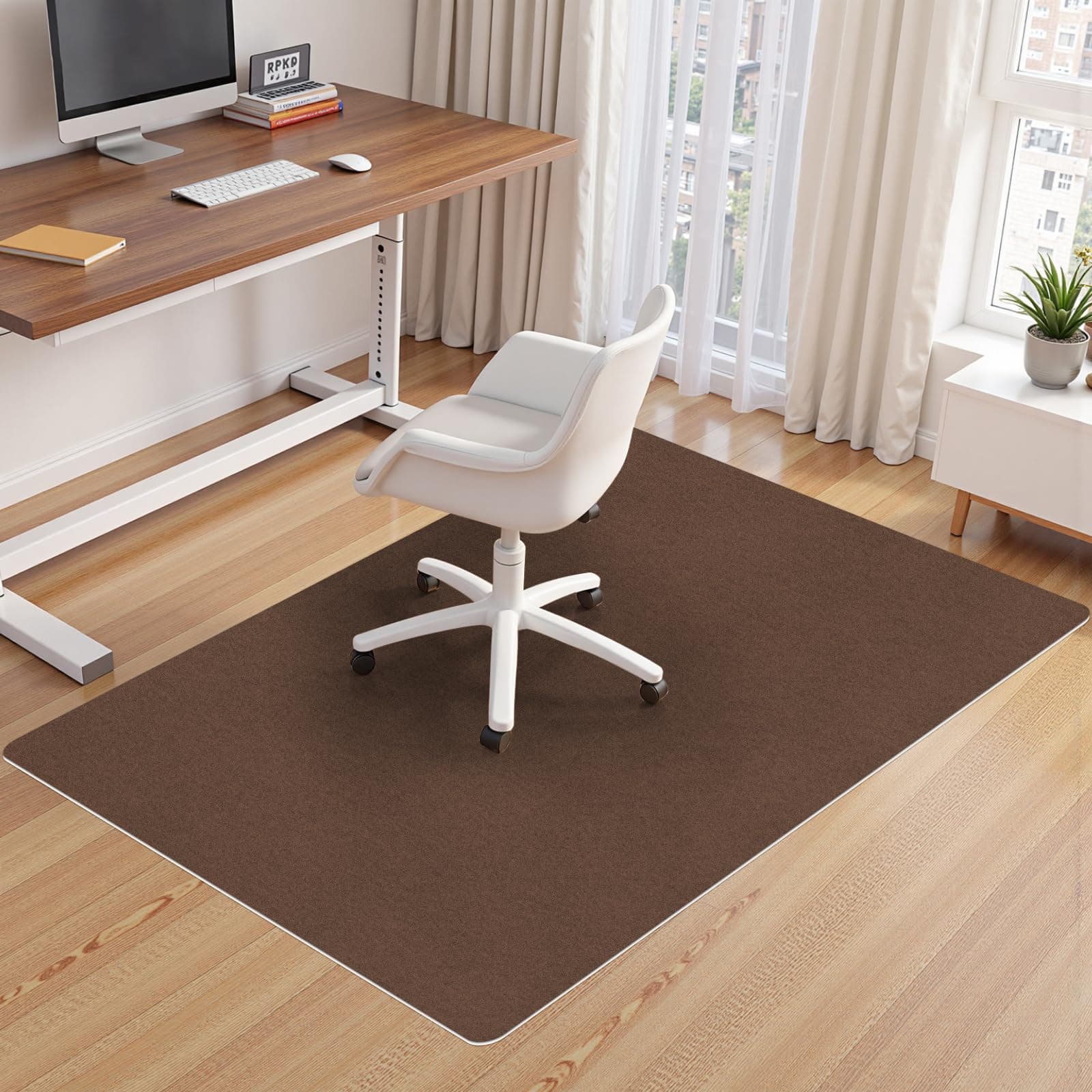Office Chair Mat,Hard Floor Chair Mat Suitable for Hardwood and Tile Floors,Large Non-Slip Floor Protection Mat,Does Not Pill,Coffee(48"x55")
