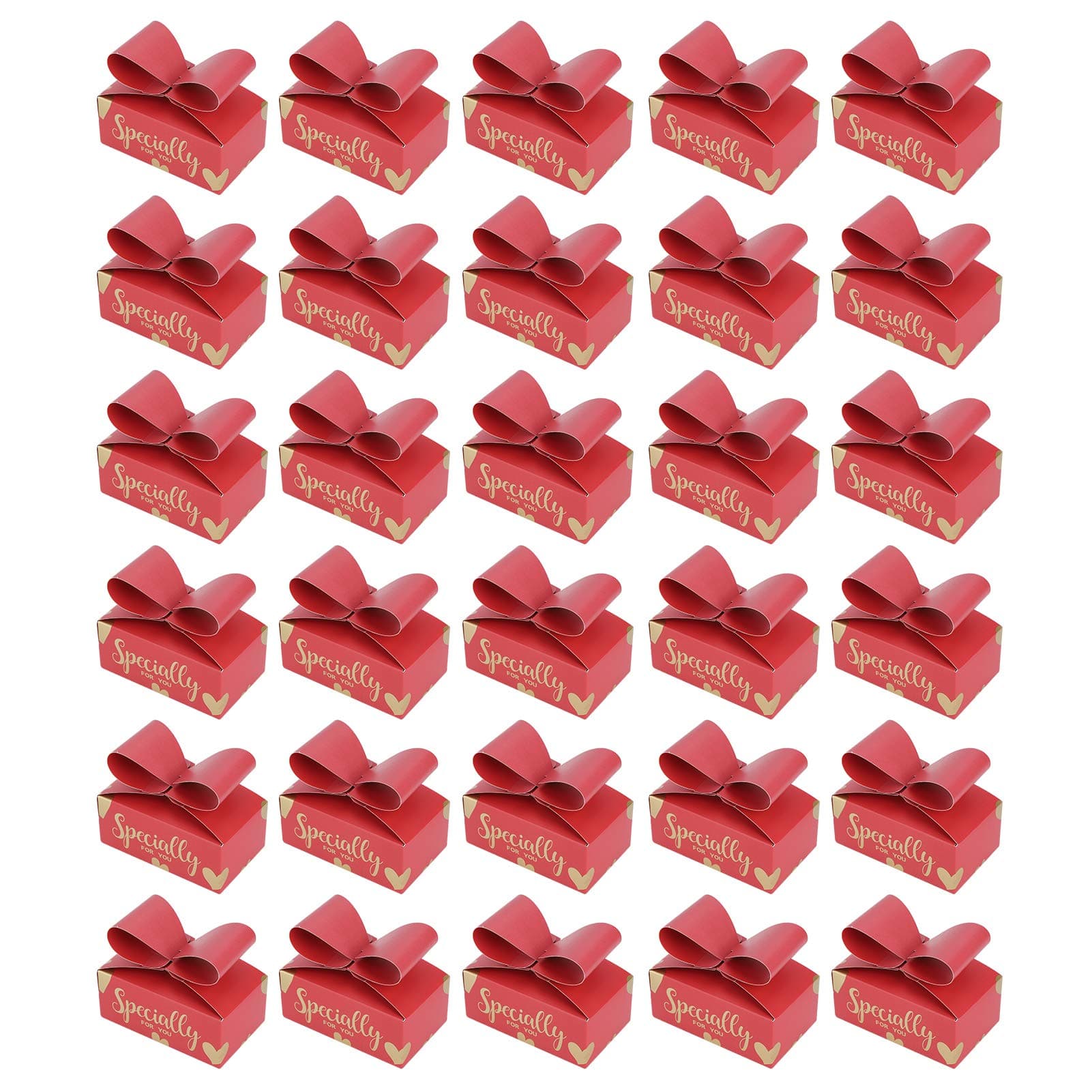 Yctze Bowknot Candy Favor Boxes, Colorful Paperboard Treat Packaging for Weddings Birthdays Red 30PCS 26.2 x 17.2cm