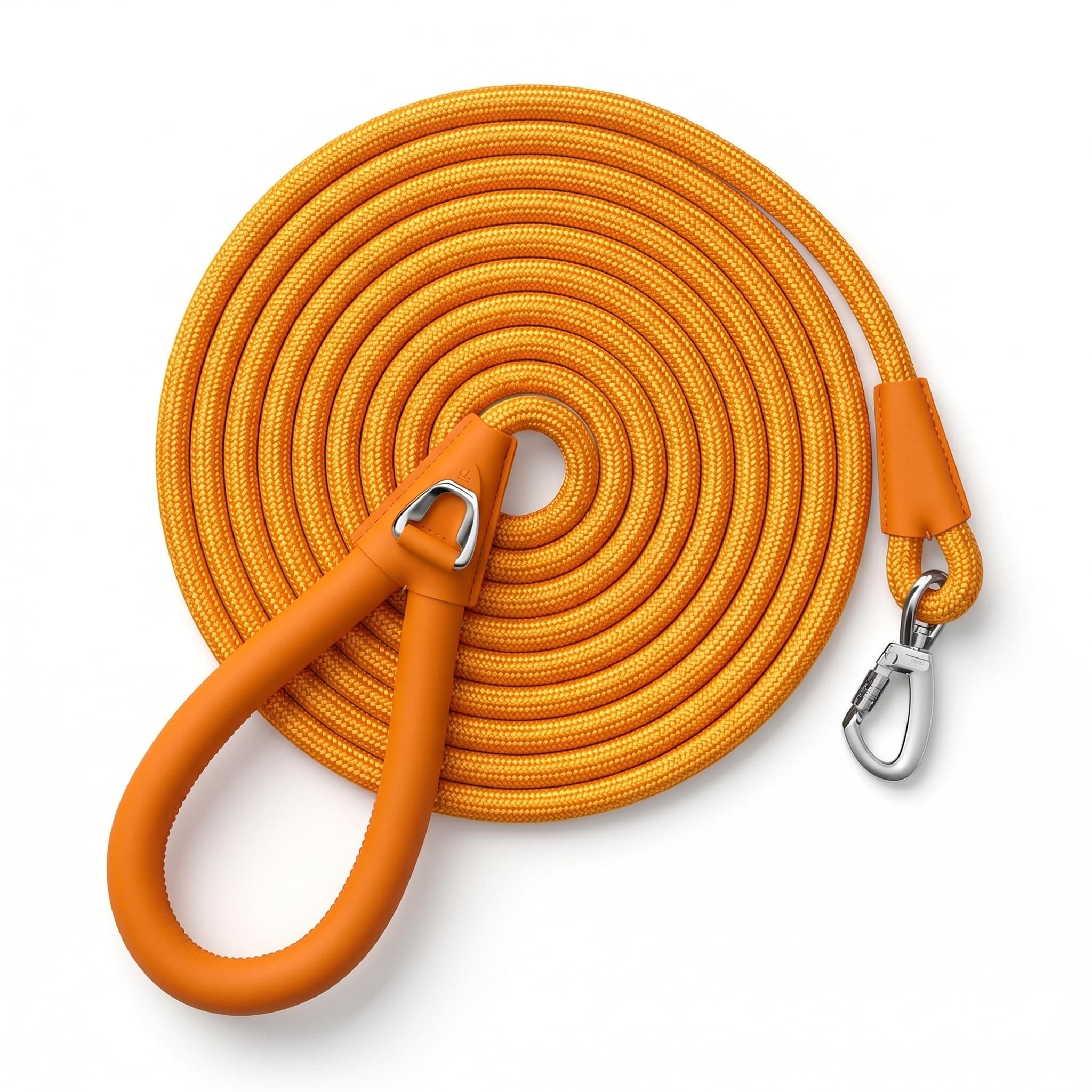 Dog Leash Orange, Rope Leash, Leather Handle Heavy Duty,Reinforced Nylon Rope, No Biting Dog Leashes, Lockable Swivel Clip, No Tangle, Durable for Medium, Large Dogs (Orange,5 FEET)