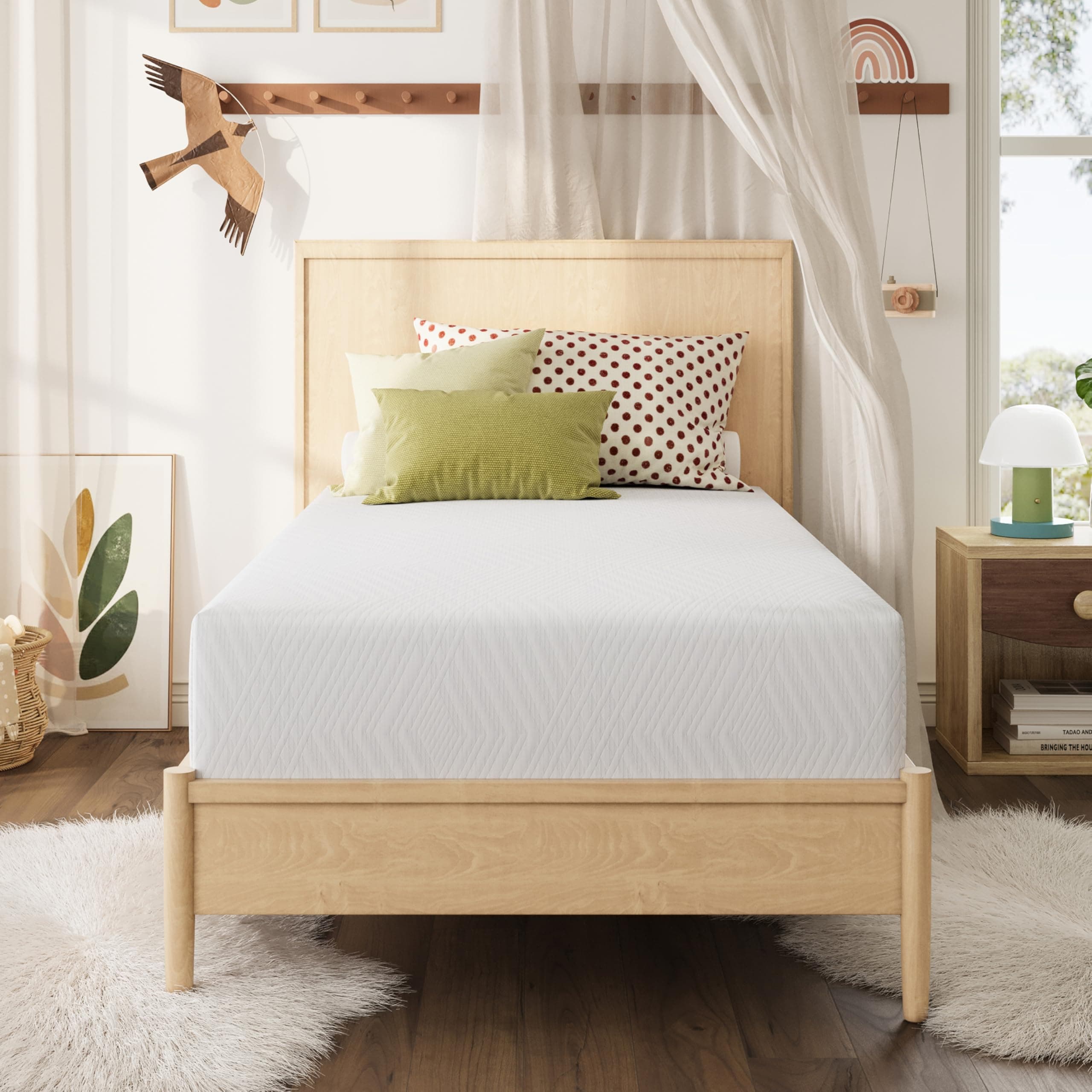 Twin Mattress in a Box, 10 inch Mattresses Made in USA for Kids Bed Single Size Daybed Individual Bunk, Green Tea Memory Foam Medium Firm