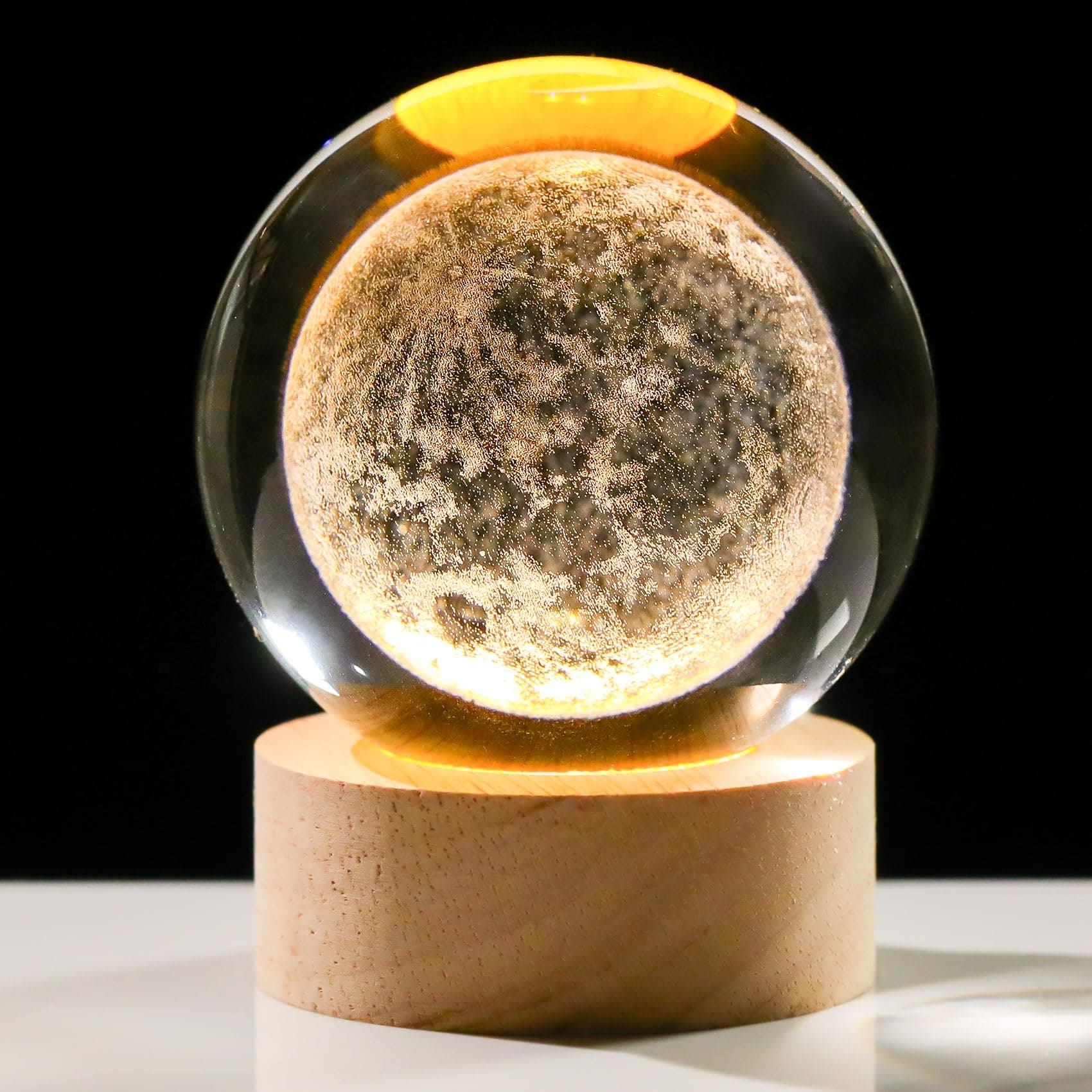 Kertari 2.4 inches (60 mm) Crystal Ball, Moon Object, 3D Space Glass, Globe, Interior, Miscellaneous Goods, Stylish, Figurine, Birthday, Christmas, Valentine's Day, Gift, Popular for Men, Women,