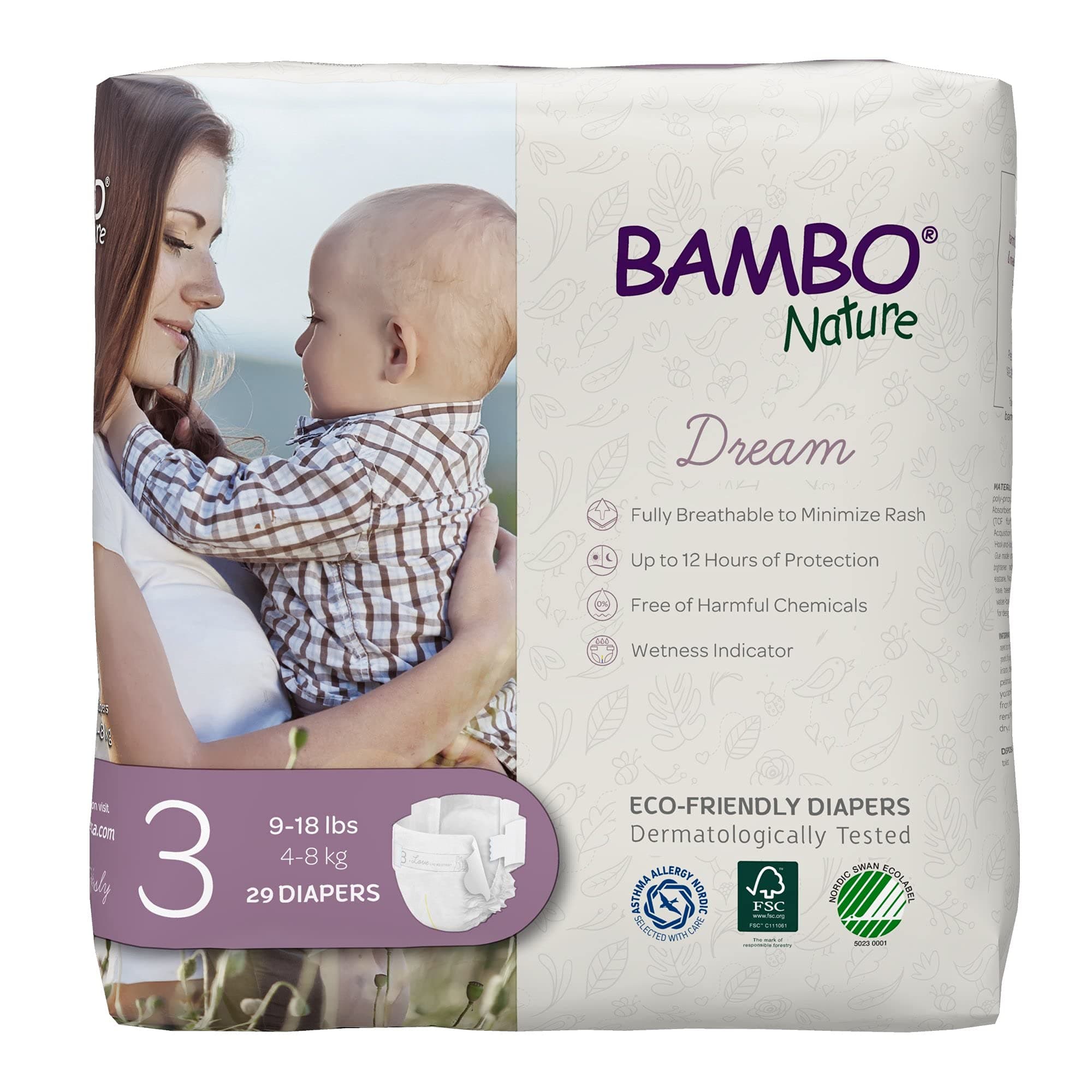 Bambo Nature Premium Eco-Friendly Baby Diapers (Sizes 1 to 6 Available), Size 3, 87 Count