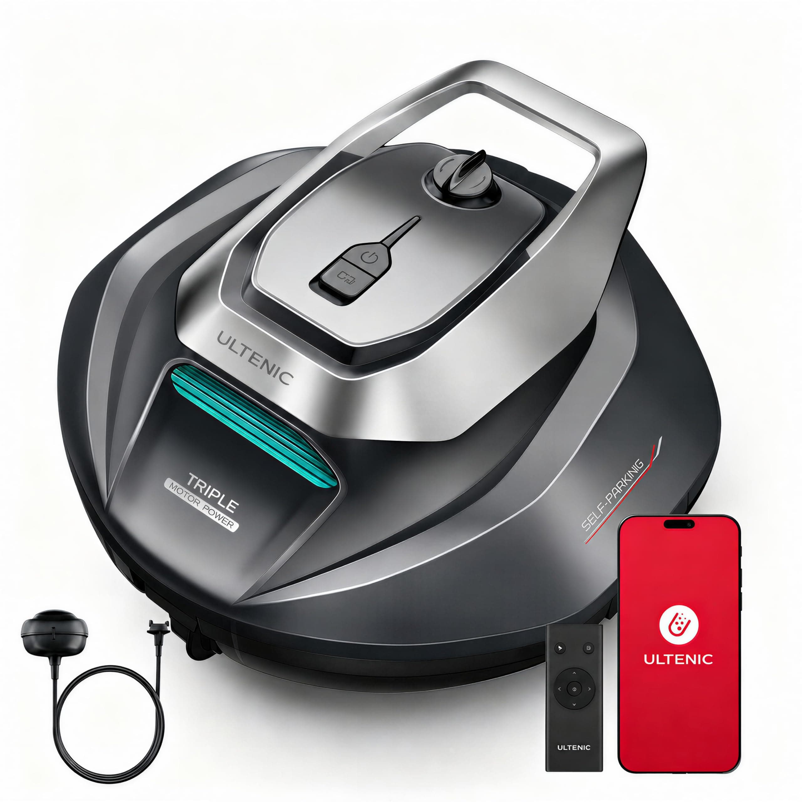 Ultenic Cordless Robotic Pool Cleaner with Remote&APP Control, Pool Vacuum for Above & In-Ground Pool up to 850 Sq.ft., 90 Mins Long Runtime, Fast Charging, Self-Parking&2.5L Large Filter, Green
