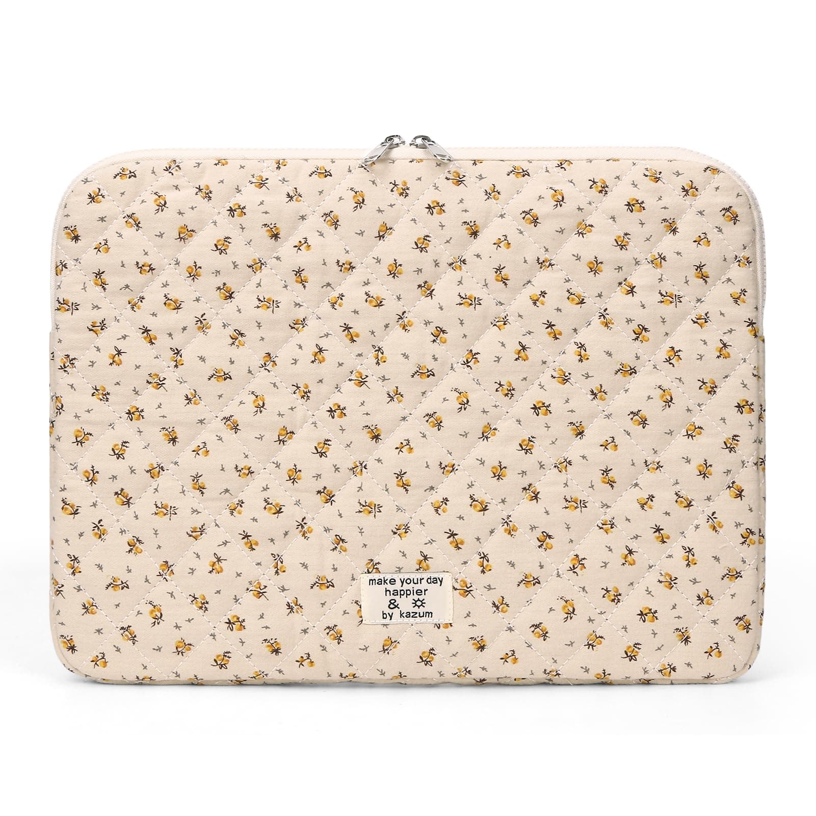 HICARRY Puffy Laptop Sleeve Case Cute Computer Bag, 14 Inch Flower Printed Quilted Laptop Carrying Cases, Floral Pattern Protective Cover Accessories, Compatible with 13" 14" 15" Notebook