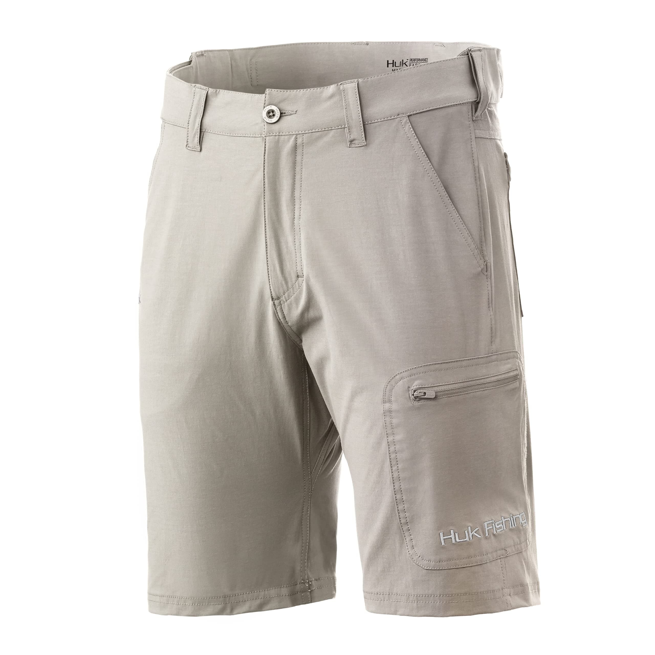 HUK Men's Standard Next Level Quick-Drying Performance Fishing Shorts, Bone-10.5", Small