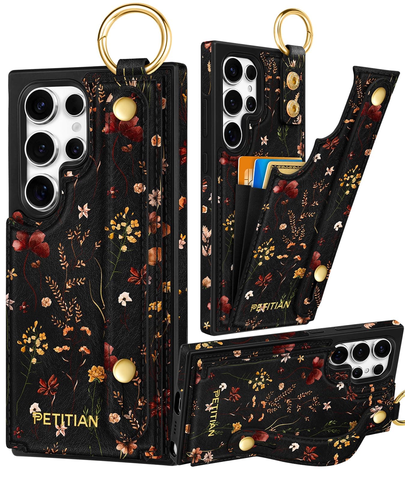 Petitian for Samsung Galaxy S25 Ultra Wallet Case, Growing Flower