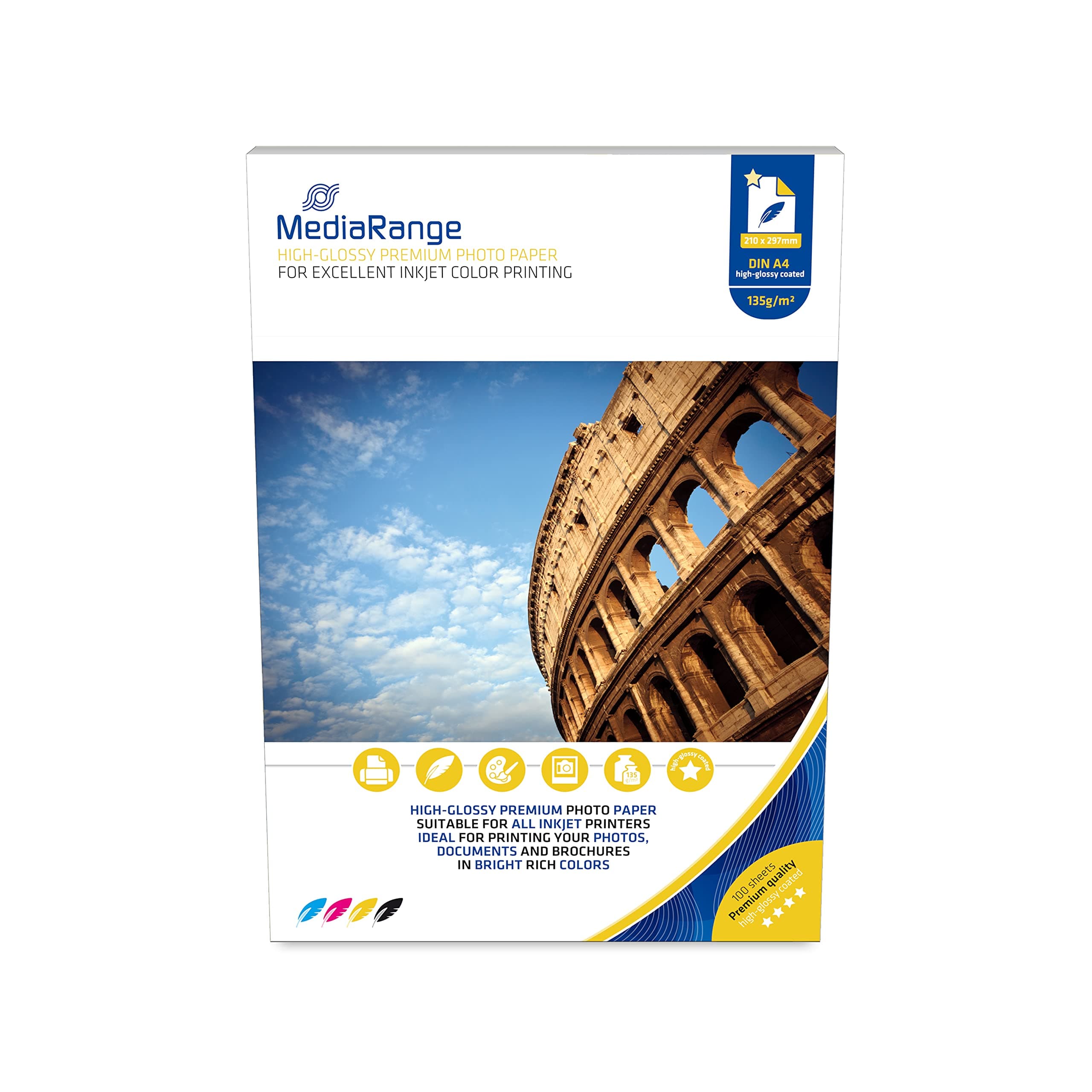 MEDIARANGE MRINK105 Photo Paper A4 White 100 Sheets 160gr Gloss
