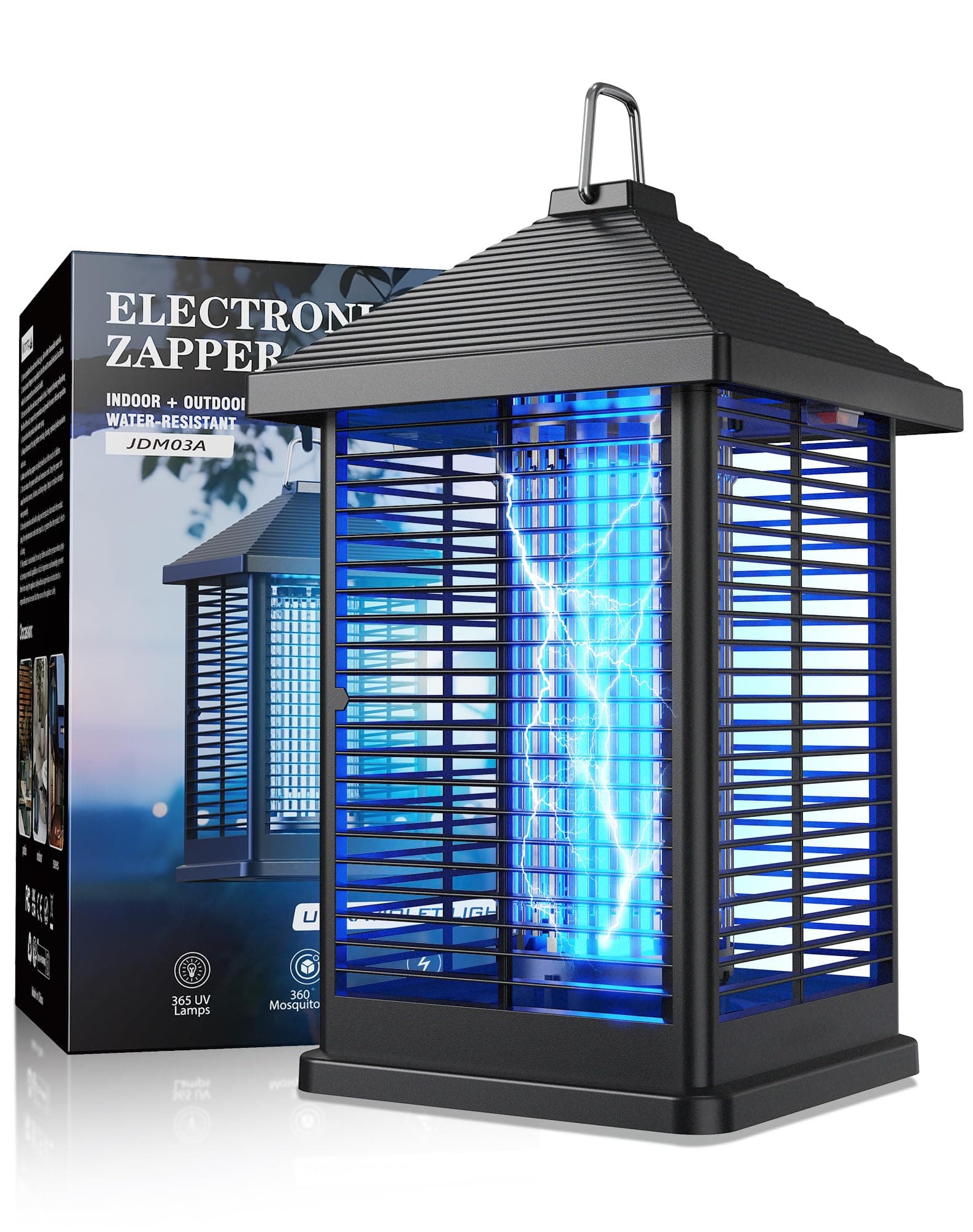 REOGLE Bug Zapper Indoor & Outdoor with Auto Smart Light Sensor, 4000V Electric Mosquito Zapper, Insect Fly Trapper, Covers 2100 sq ft, IPX4 Waterproof Mosquito Lamp for Patio, Garage, Backyard, Porch