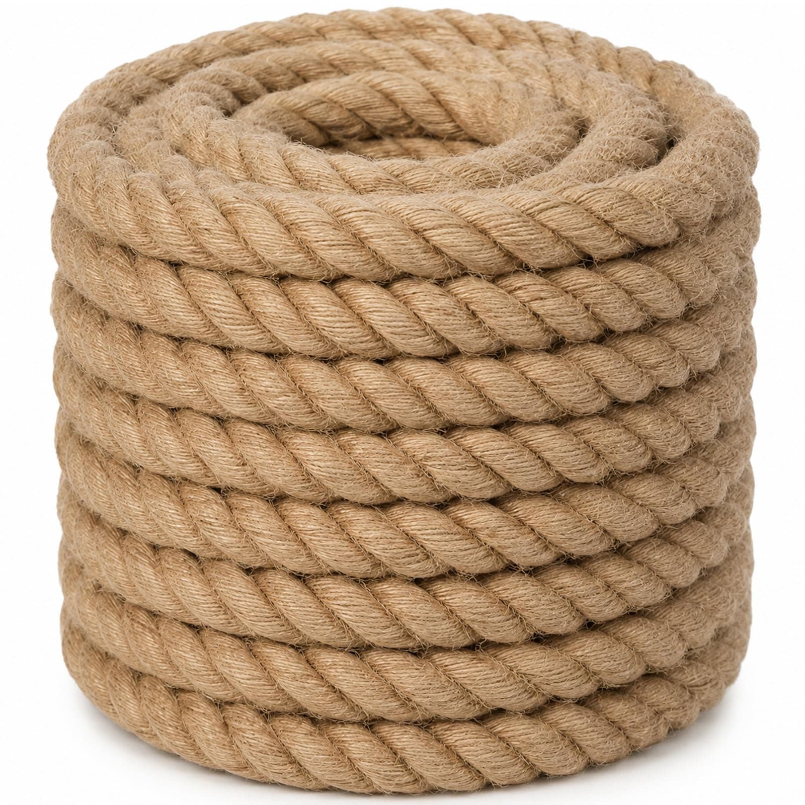 Twisted Manila Rope (1.5 Inch x 100 Feet) Natural Jute Rope Thick Hemp Rope for Docks, Nautical, Railings, Climbing, Decorating