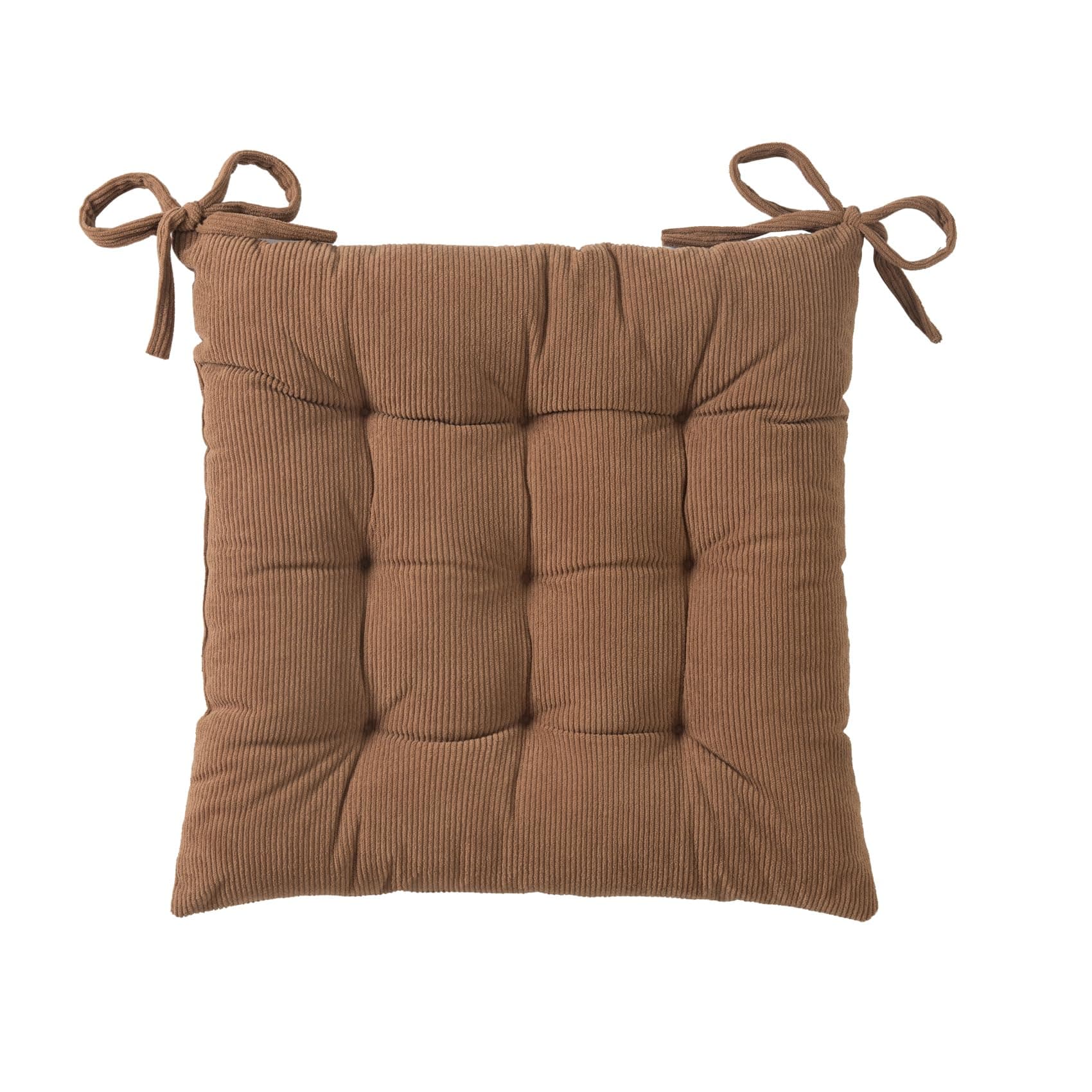 HLOVME Corduroy Chair Cushion with Ties Ultra Soft Warm Floor Cushion for Kids Reading Nook Comfortable Square Seat Cushion for Adult 15.7”x15.7”, Khaki