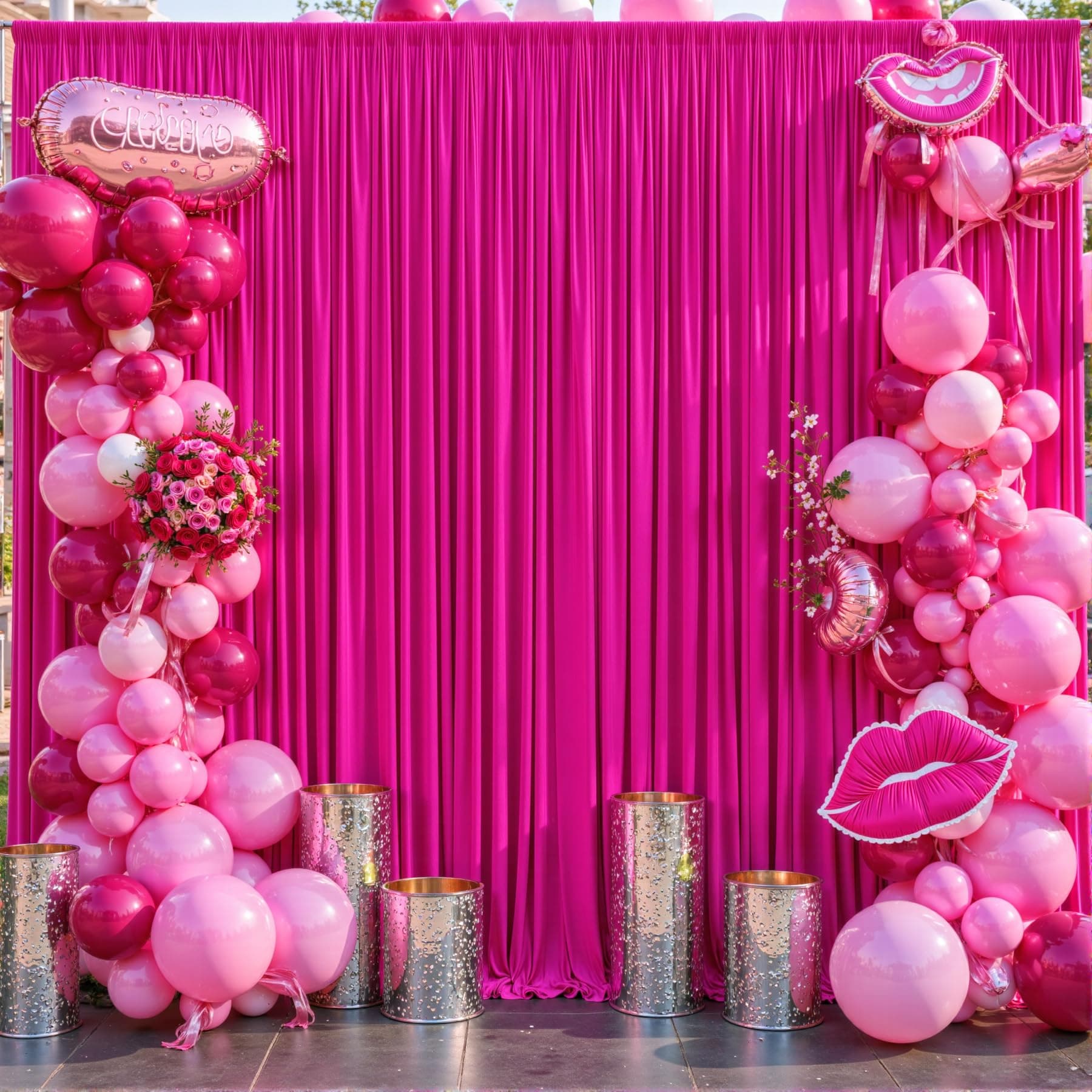 10x10 Fuchsia Backdrop Curtain for Parties Birthday Party Wrinkle Free Hot Pink Photo Curtains Backdrop Drapes Fabric Decoration for Wedding 5ft x 10ft,2 Panels