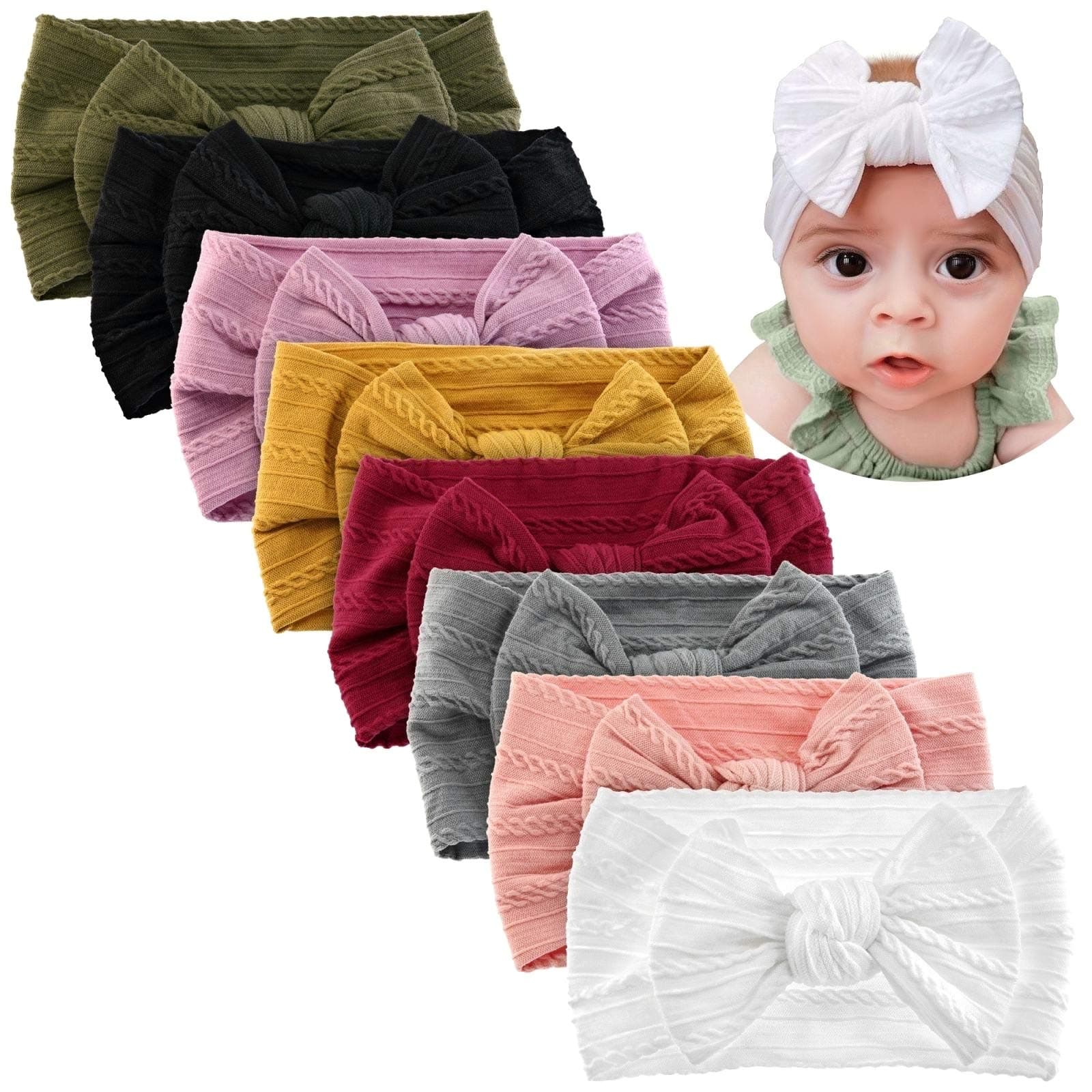 PUCH-KO Baby girl bows headbands for newborn and infant toddler hairbands hair accessories handmade elastic stretchy headband for girls child toddlers kids (Red)