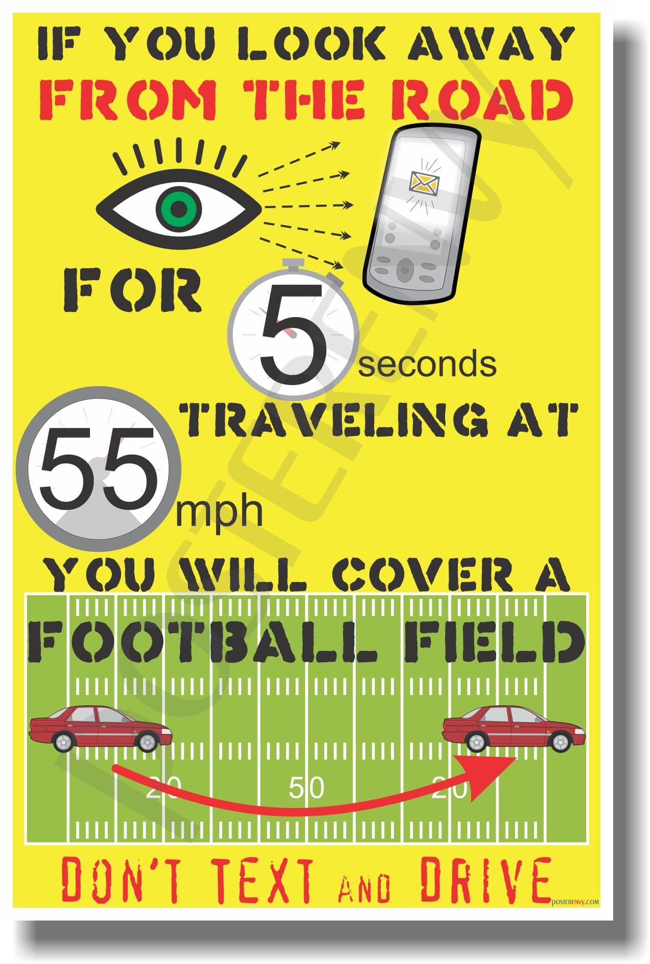 Texting - Football Field - NEW Health and Safety Poster