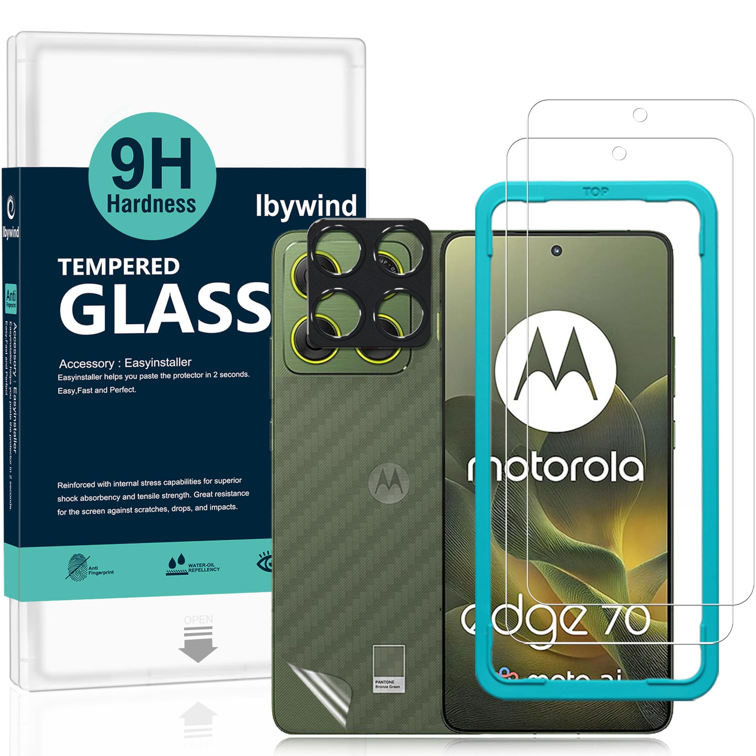 Ibywind for Motorola Edge 70 5G Screen Protector,2 Pack,9H Hardness Tempered Glass and Camera Lens Protector,with Alignment Frame,Anti-Bubble,Fingerprint Unlock,Scratch Resistant,Anti-Shatter