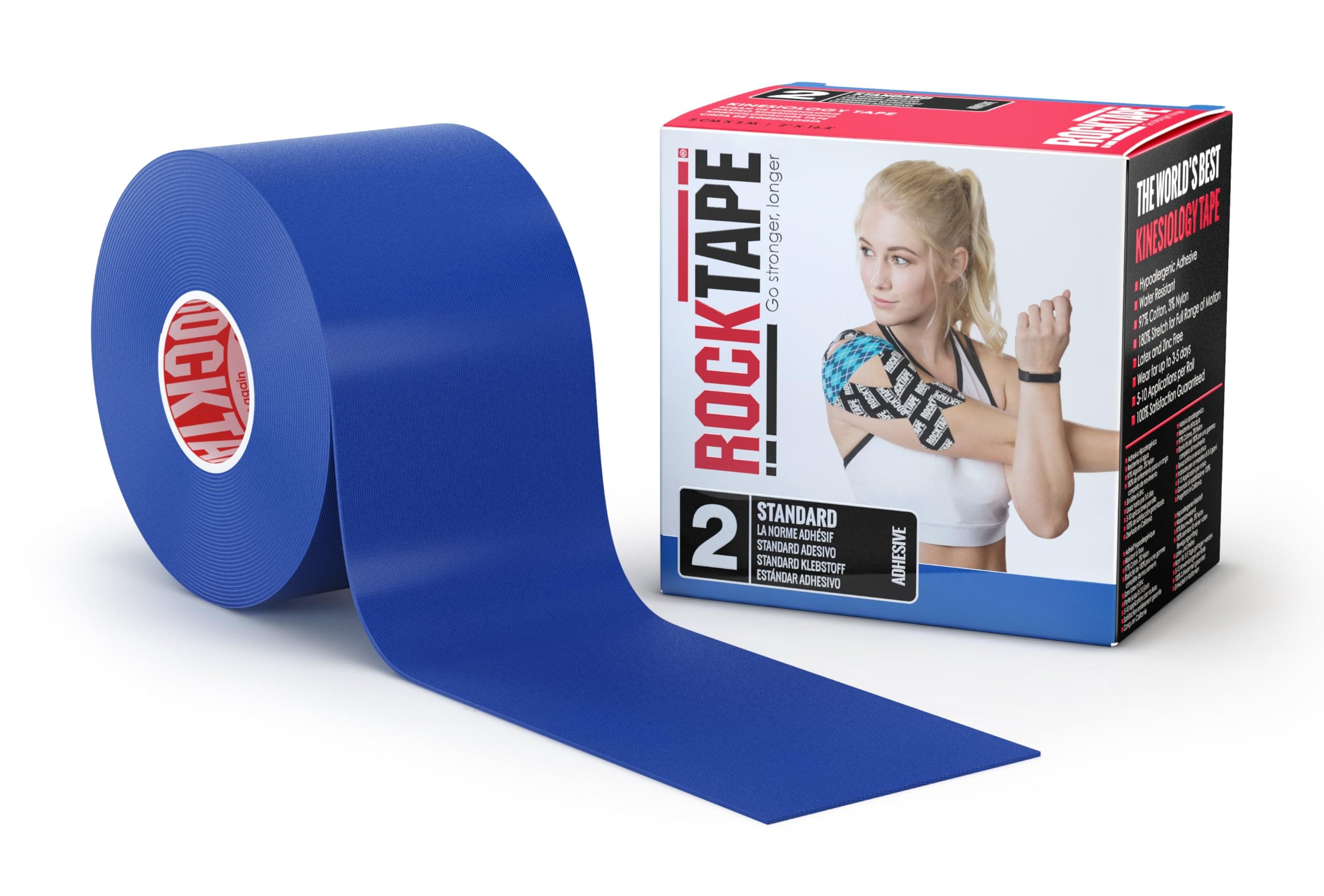 RockTape Kinesiology 2 Inch Roll Support Tape - Navy - Black