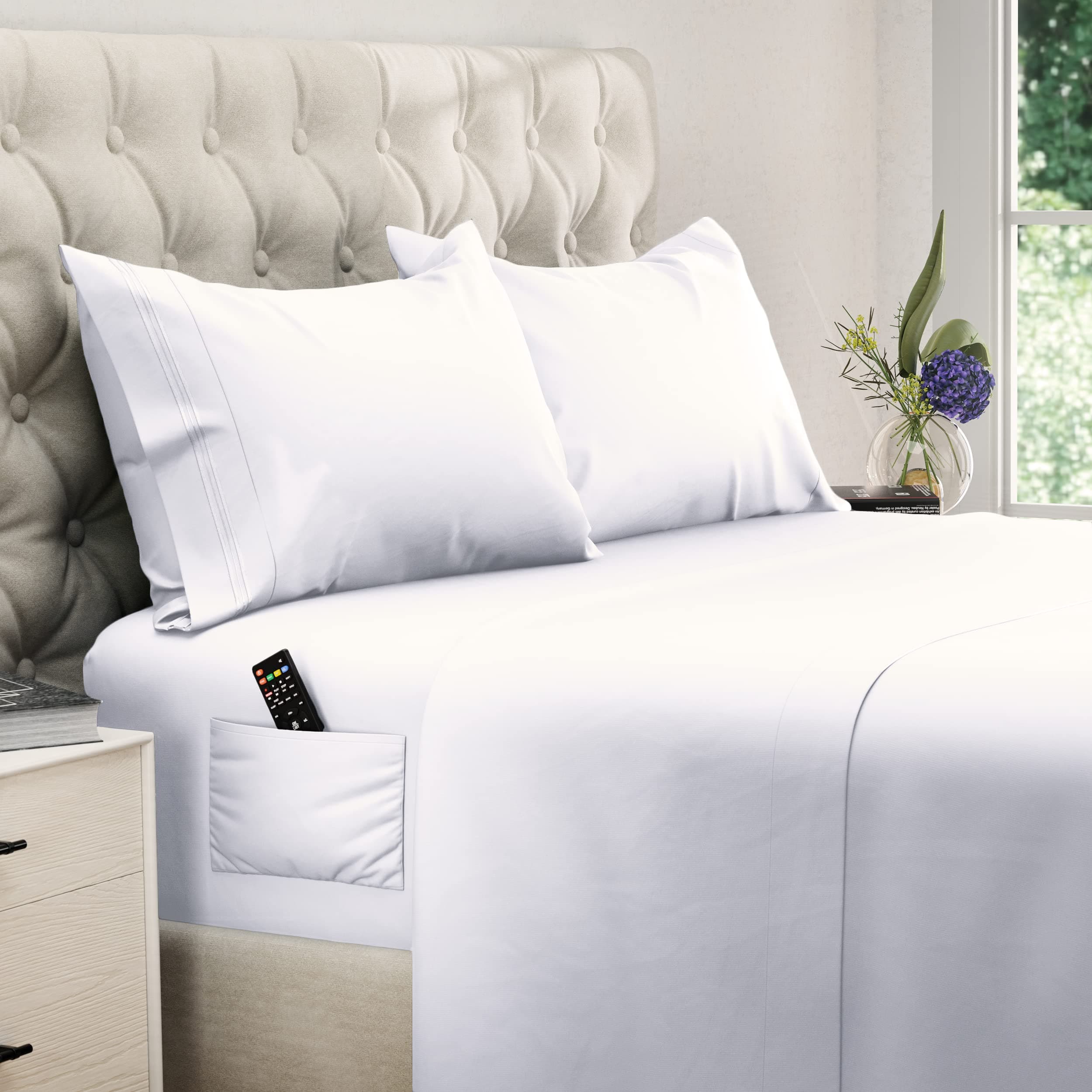 DREAMCARE Full Bed Sheets Set 4pc - Deep Pocket 15" - Cooling Sheets