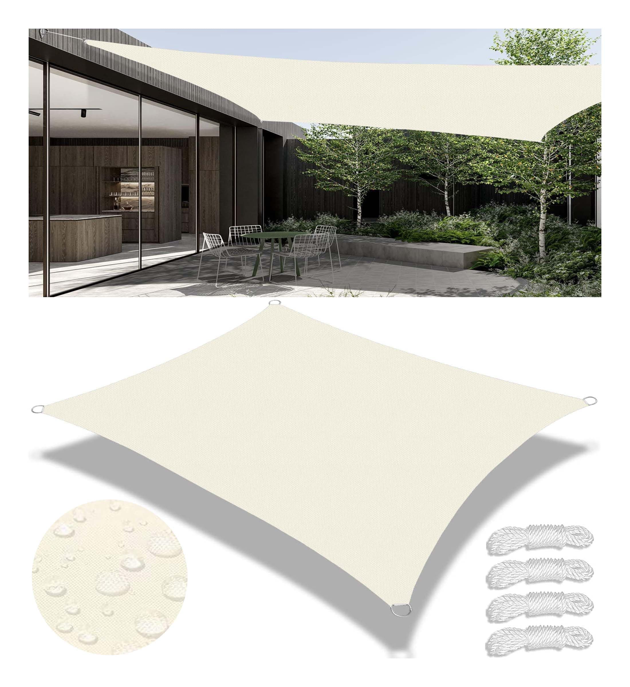 Sun Shade Sails Rectangle 5' x 7' Waterproof Shade Sail for Garden 98% UV Blocking Outdoor Sunshade Canopy with Rope for Outdoor Garden Pergola Patio Party Backyard Lawn Cream