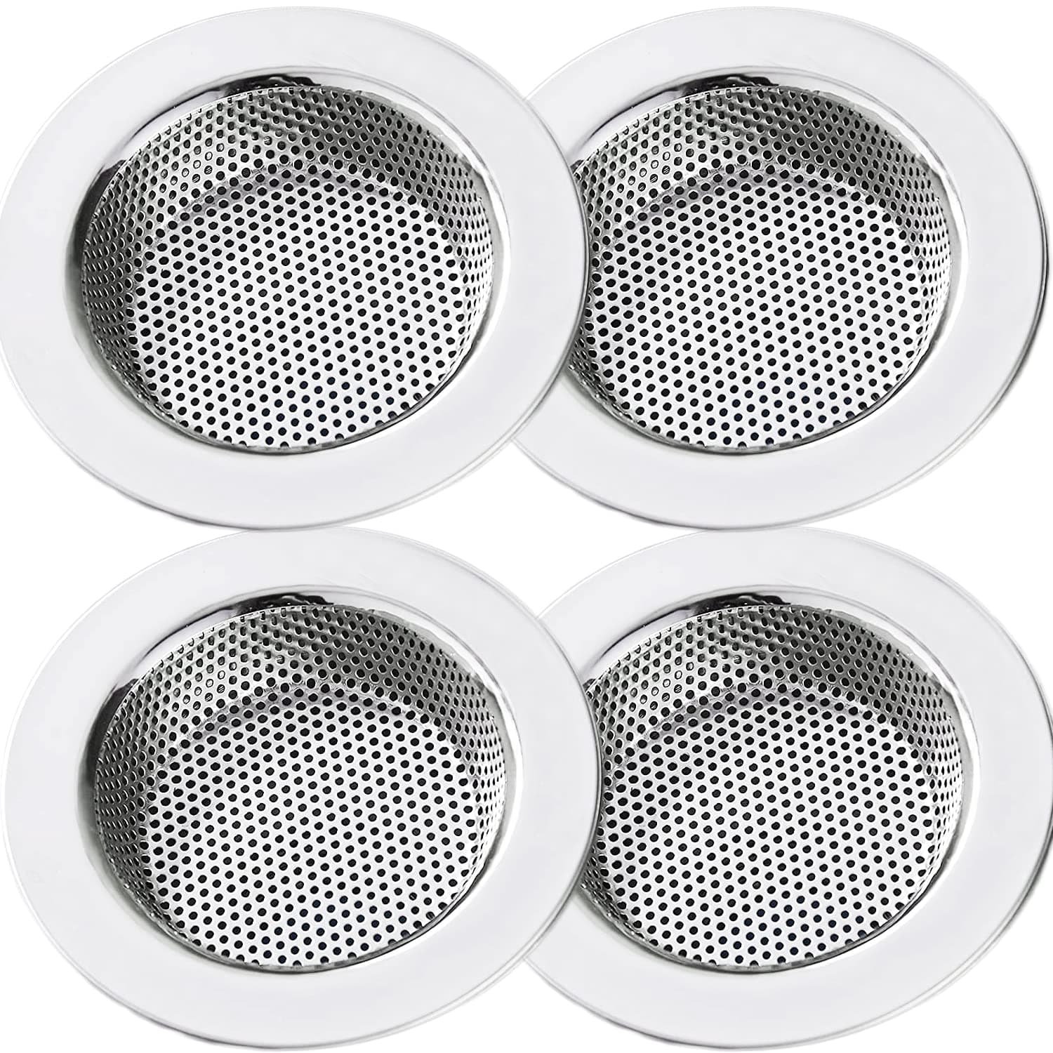 LASSHSWA Kitchen Sink Strainer Stainless Steel, Kitchen Sink Drain Strainer,Sink Strainers for Kitchen Sinks with Large Wide Rim 4.5" Diameter (4 Pack)
