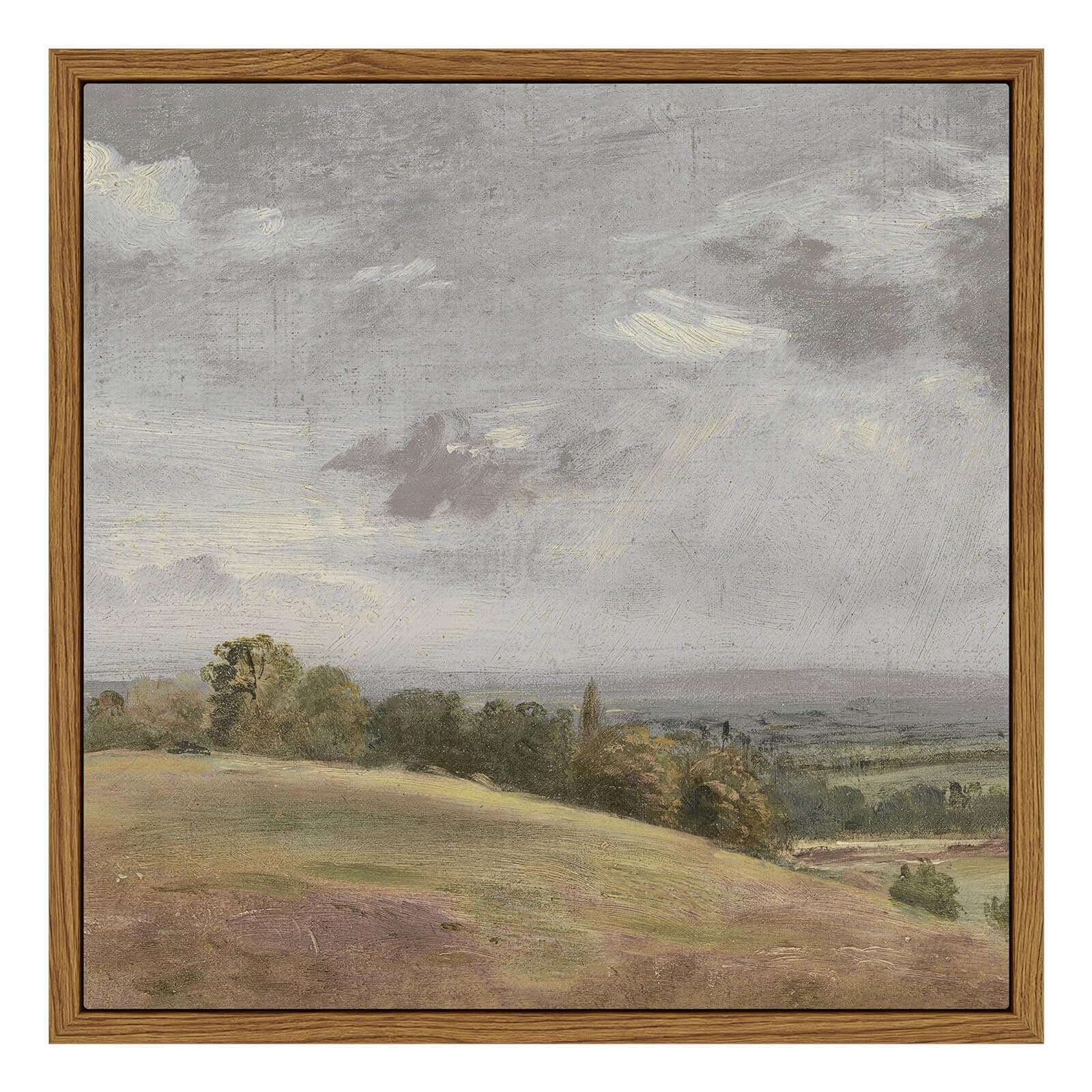 InSimSea Square Framed Canvas Wall Art, Scenery Sky Clouds Valley Grassland Farmhouse Wall Art Decor, Classical Nature Retro Painting for Living Room Bedroom Office Home Decor 10"x10"
