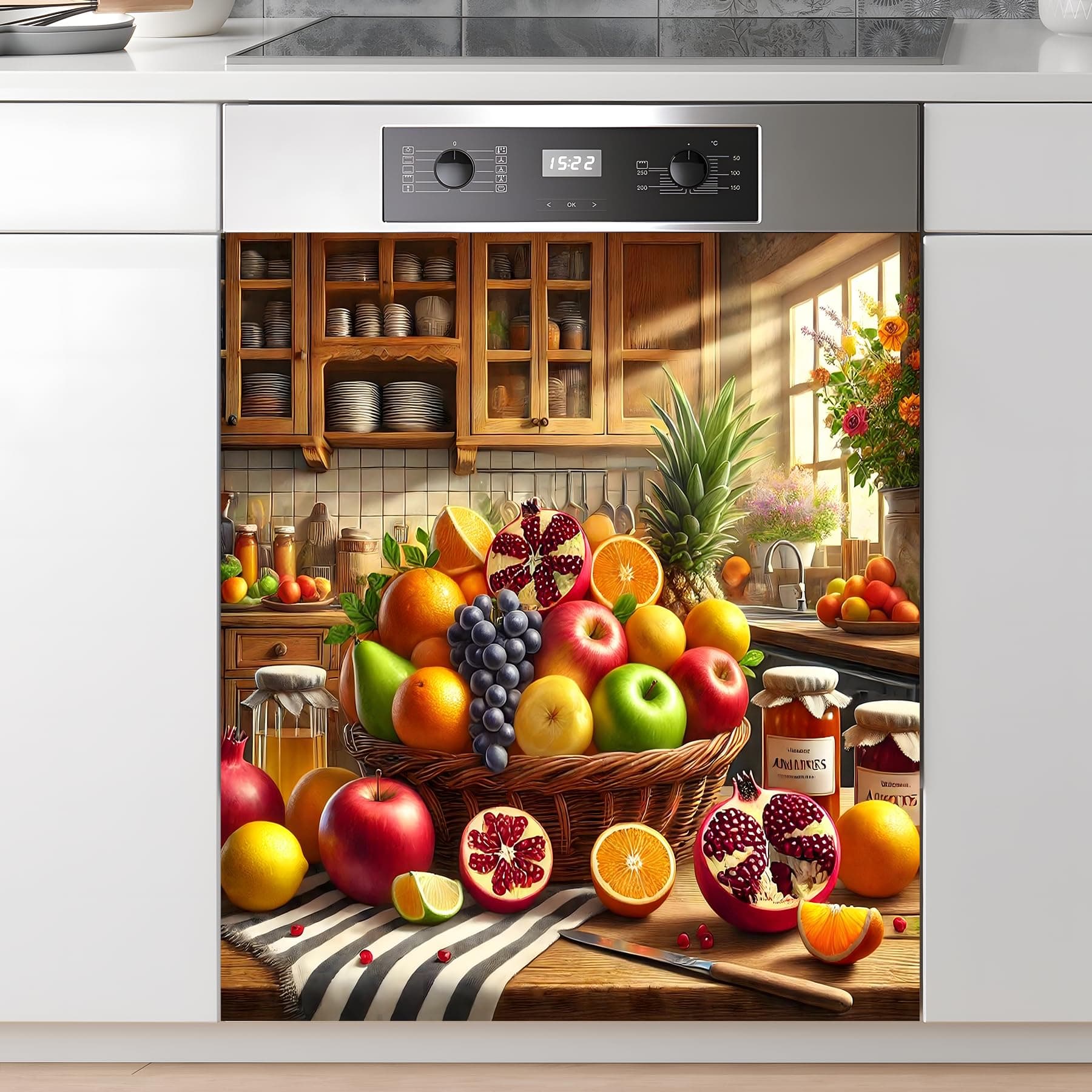 AOHMPT Dishwasher Magnet Sticker Cover Panel Decal Refrigerator Magnetic Sticker Decorative for Kitchen Decoration,Fridge Door Cover, Appliances Stickers 23"x26" (Fruits, 23"x26")