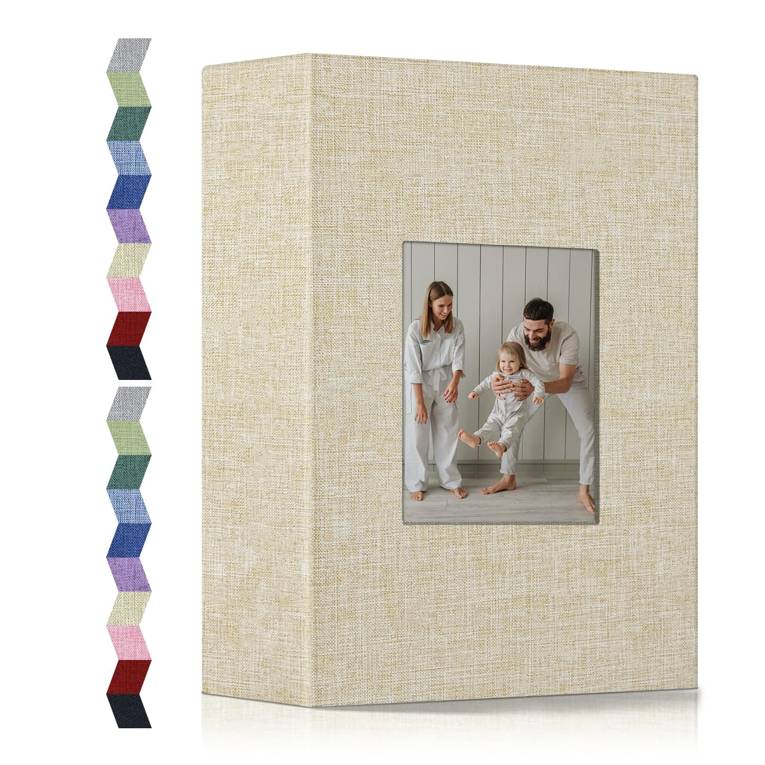 popotop Photo Album 4x6, Linen Cover Picture Album with 200 Horizontal Pockets and Display Window, Slip-in Photo Books for Family Wedding Anniversary Baby Vacation