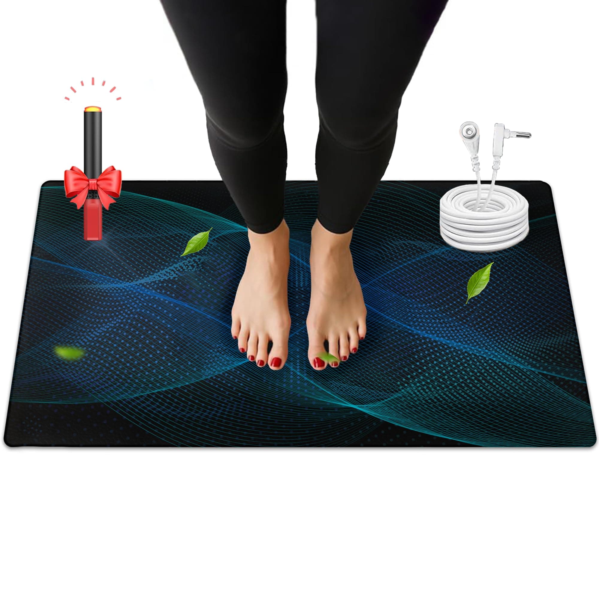 ATE Health Grounding Mat, Earth Grounding Pad with Conductivity Test Pen & 15ft Grounding Cord, Grounding Mats for Pain Relief, Relaxation & Stress Relief, Indoor Grounding pad (24x16.1in)