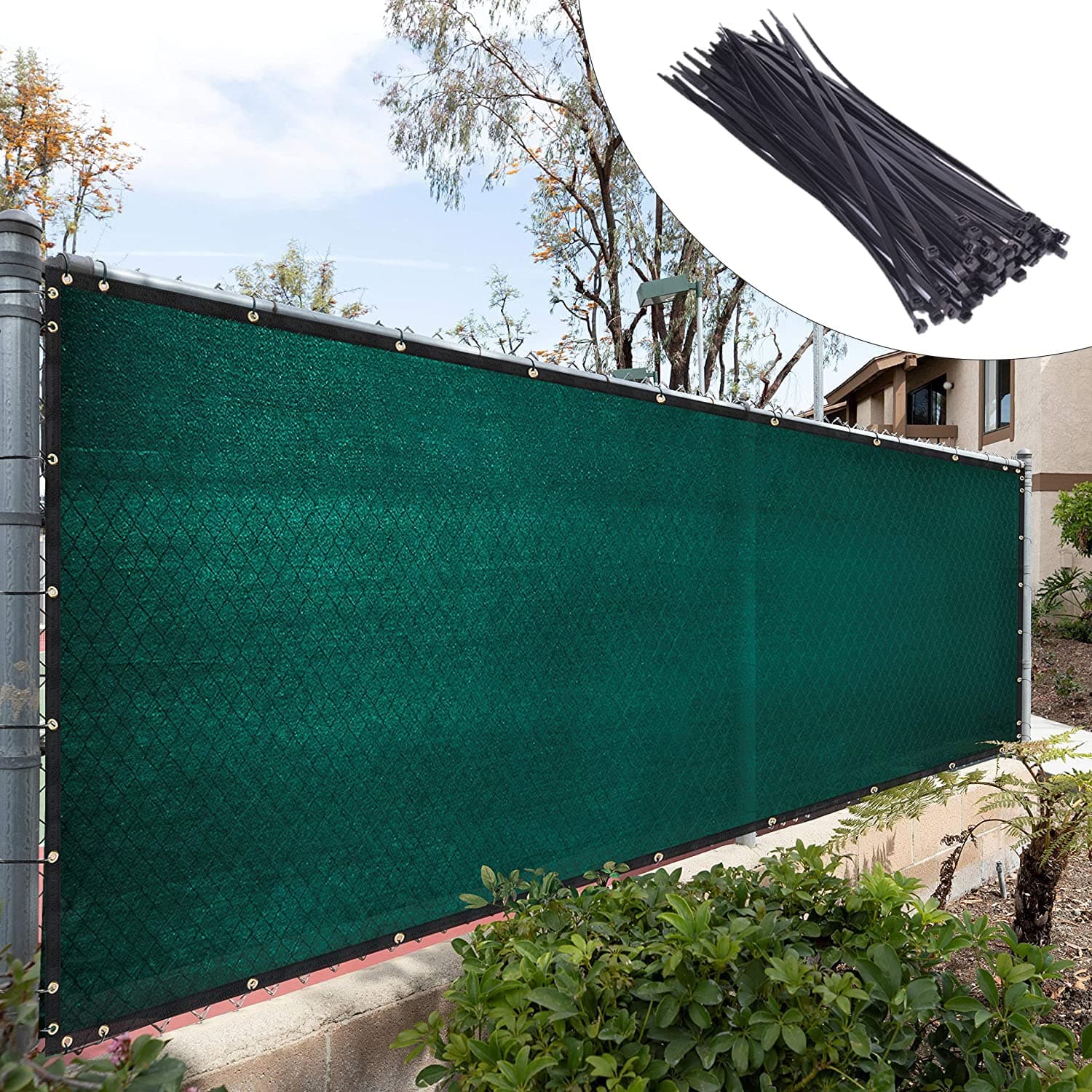 Royal Shade Custom Size 5' x 39' Green Fence Privacy Screen Windscreen Cover Netting Mesh Fabric Cloth - Cable Zip Ties Included (We Make Custom Size)
