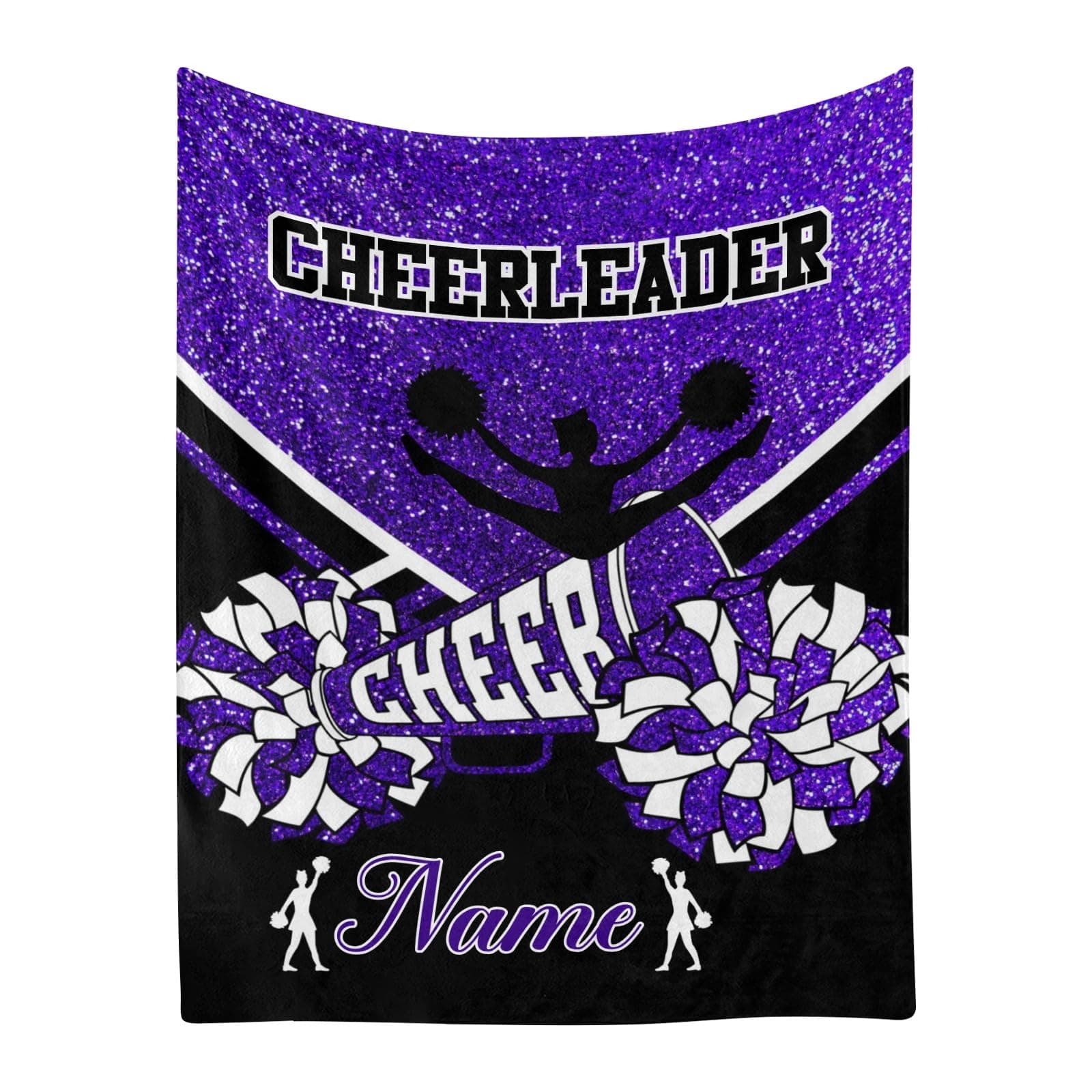 CUXWEOT Purple Cheer Cheerleader Print Personalized Baby Blanket with Name Soft Throw Fleece Blankets for Girls Boys Newborn Infants Kids Shower Birthday Gift 40X50 inch