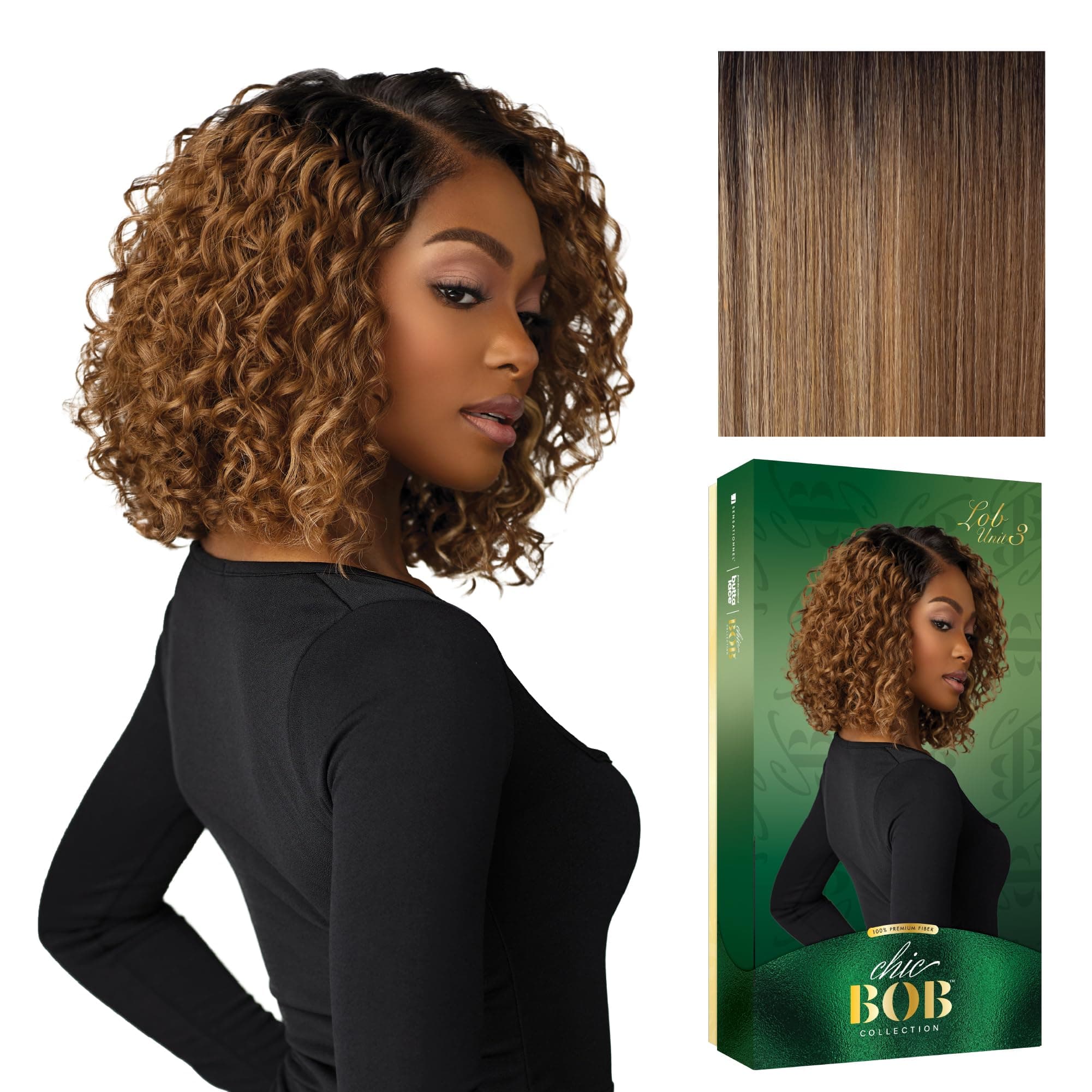 Sensationnel Chicbob lace frontwig - Lob unit 3 face framing glueless wig wide 5 inch deep part synthetic preplucked hairline (FLAMBOYAGEBLONDE)