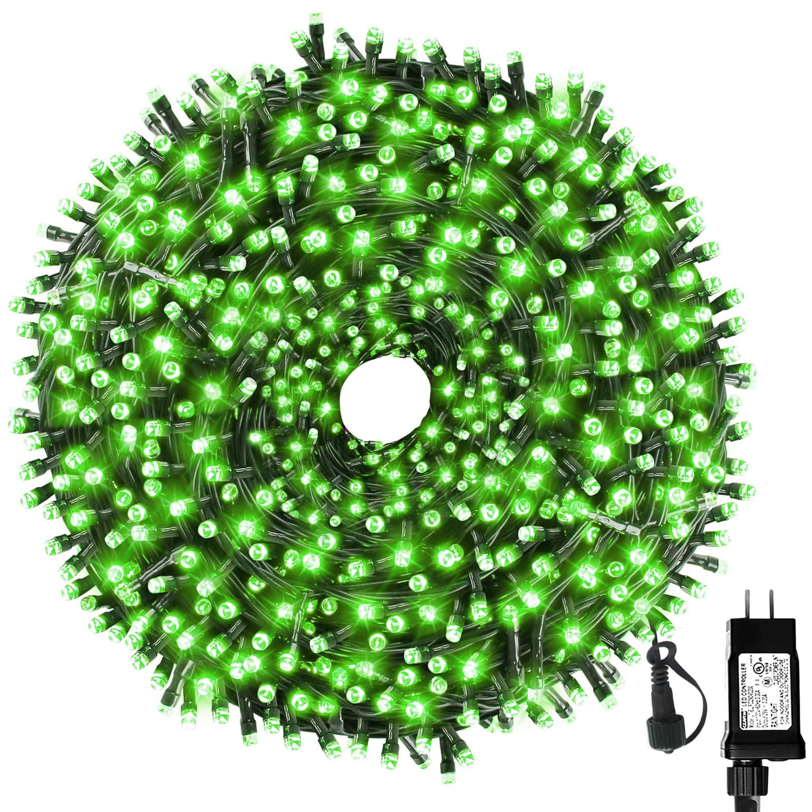 Tcamp 105FT 300LED Green Christmas Lights Outdoor Indoor, Memory Function