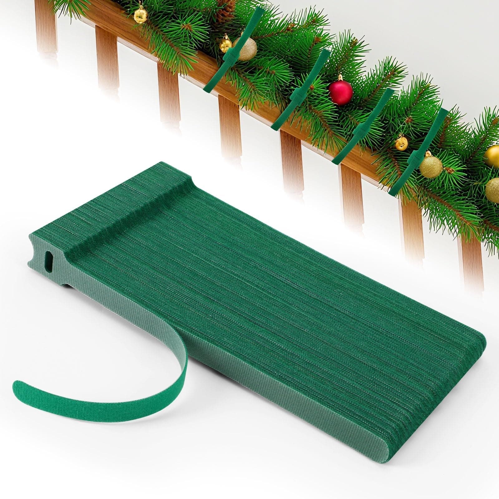 kaiolbly 100 Pcs Christmas Garland Ties 7.87Inch Adjustable Holiday Garland Twist Ties for Holiday Halloween Tree Wreath Party Yard Wall Doorway Reusable Nylon Garden Cable Straps Decoration(Green)
