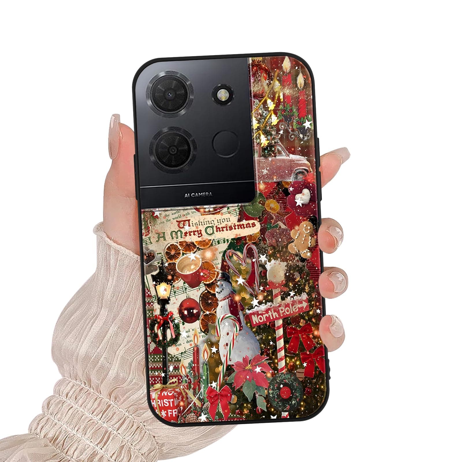 Aoldimu Phone Case Stylish Christmas Xmas Collage for TCL 50 5G 6.6'', Case Merry Christmas Shockproof Soft Protective for Women Men Phone Cover Funda