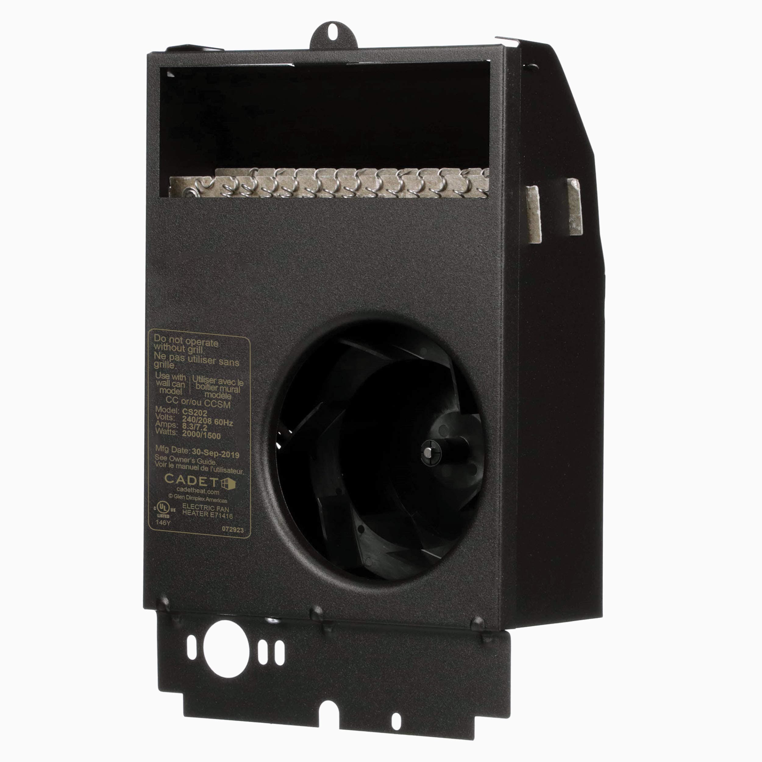Cadet Com-Pak Electric Wall Heater Assembly Only Without Thermostat (Model: CS202, Part: 67514), 6825/5120 BTU, 240/208 Volt, 2000/1500 Watt