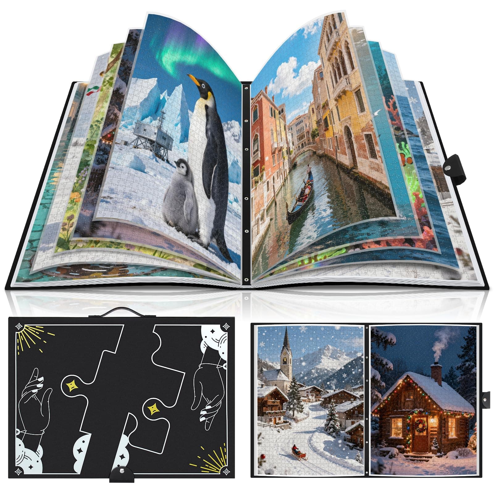 MewVeer Puzzle Storage Folder, 1000 Piece Puzzles Storage Album, 26 Pockets Puzzle Saver Book, Dustproof & Protective Puzzles Binder to Store Finished-Puzzle, Puzzles Accessory
