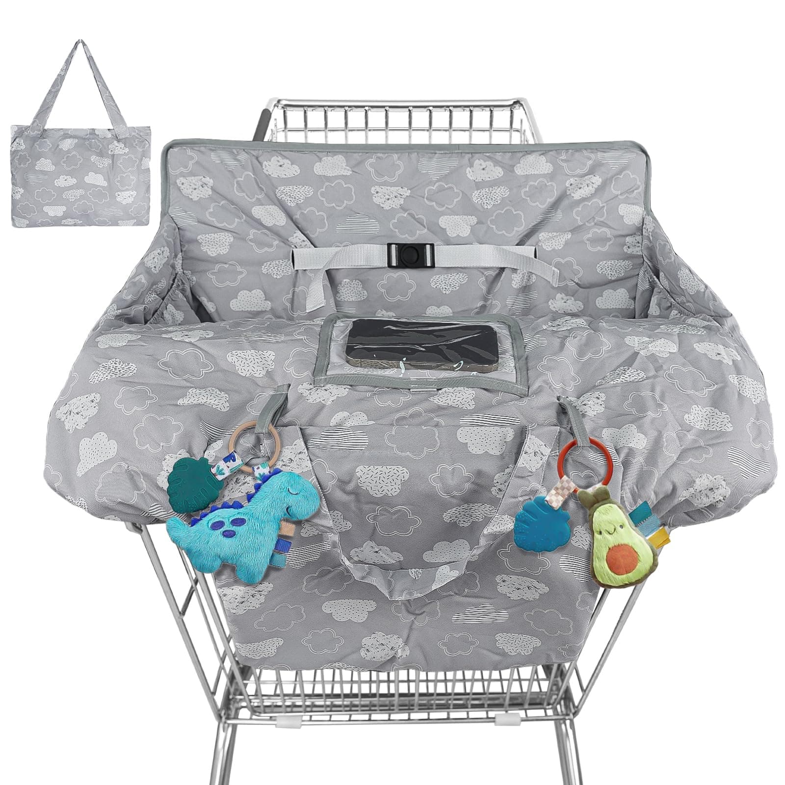 Shopping Cart Cover for Baby 2-in-1 High Chair Cover with Safety Harness Multifunctional Cart Covers for Babies Soft Padded Grocery Cart Cover for Baby Boys Girls