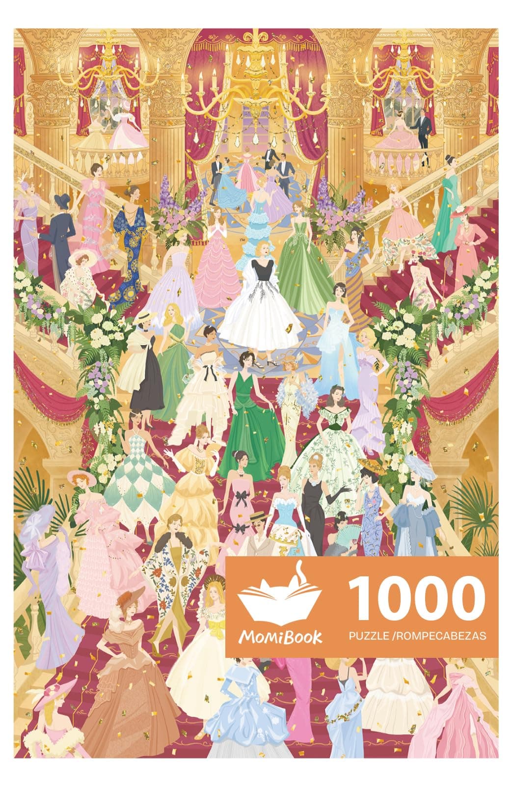 MOMIBOOK 1000 Piece Puzzle for Adults Jigsaw Puzzles of Party Waltz, Gilding Dancing Together Painting Image Challenging Hard Impossible Puzzle Unique Party Christmas Birthday Gifts