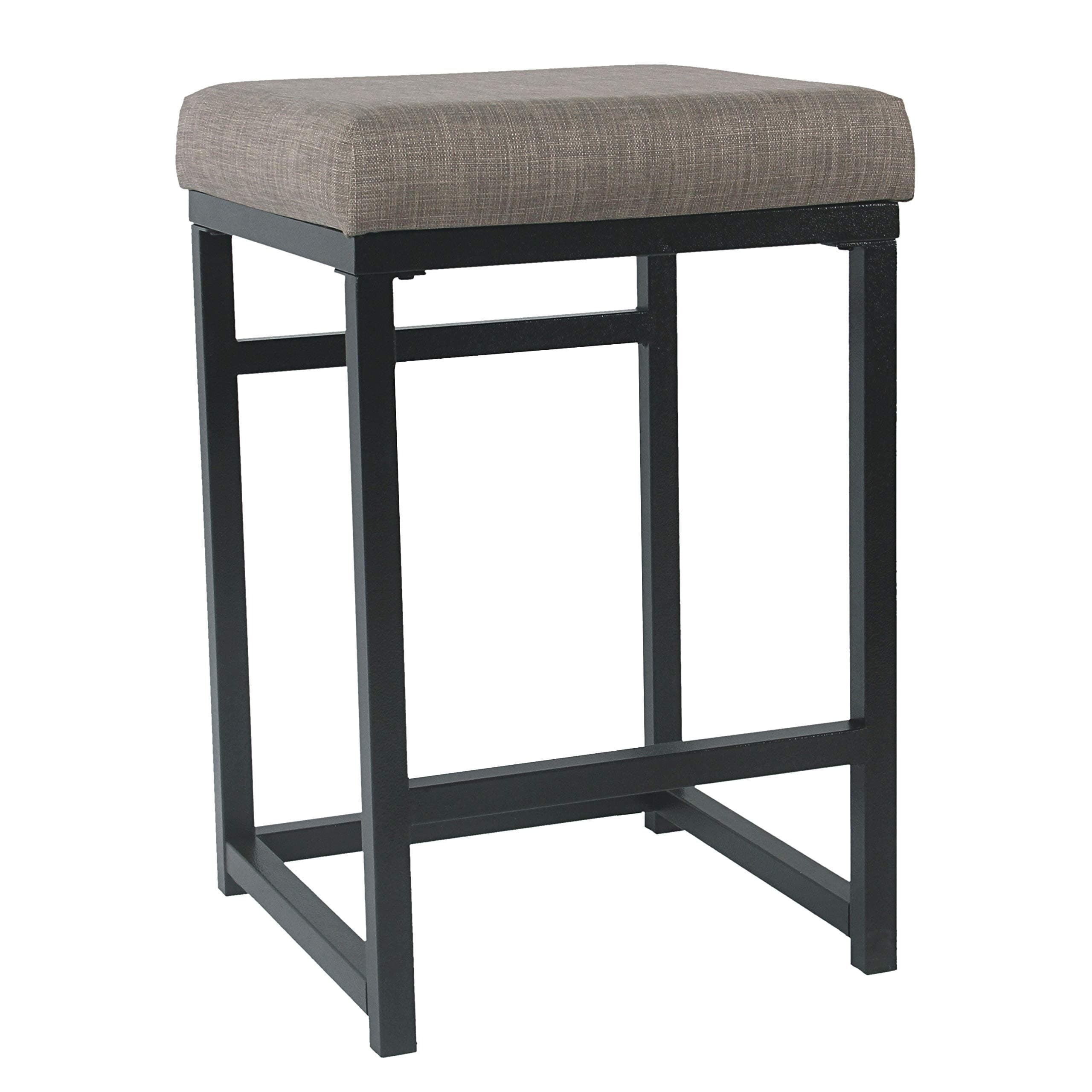 Homepop Home Decor | Modern 24-Inch Counter Stool | Backless Metal Frame Bar Stools Counter Height | Decorative Home Furniture, Brown